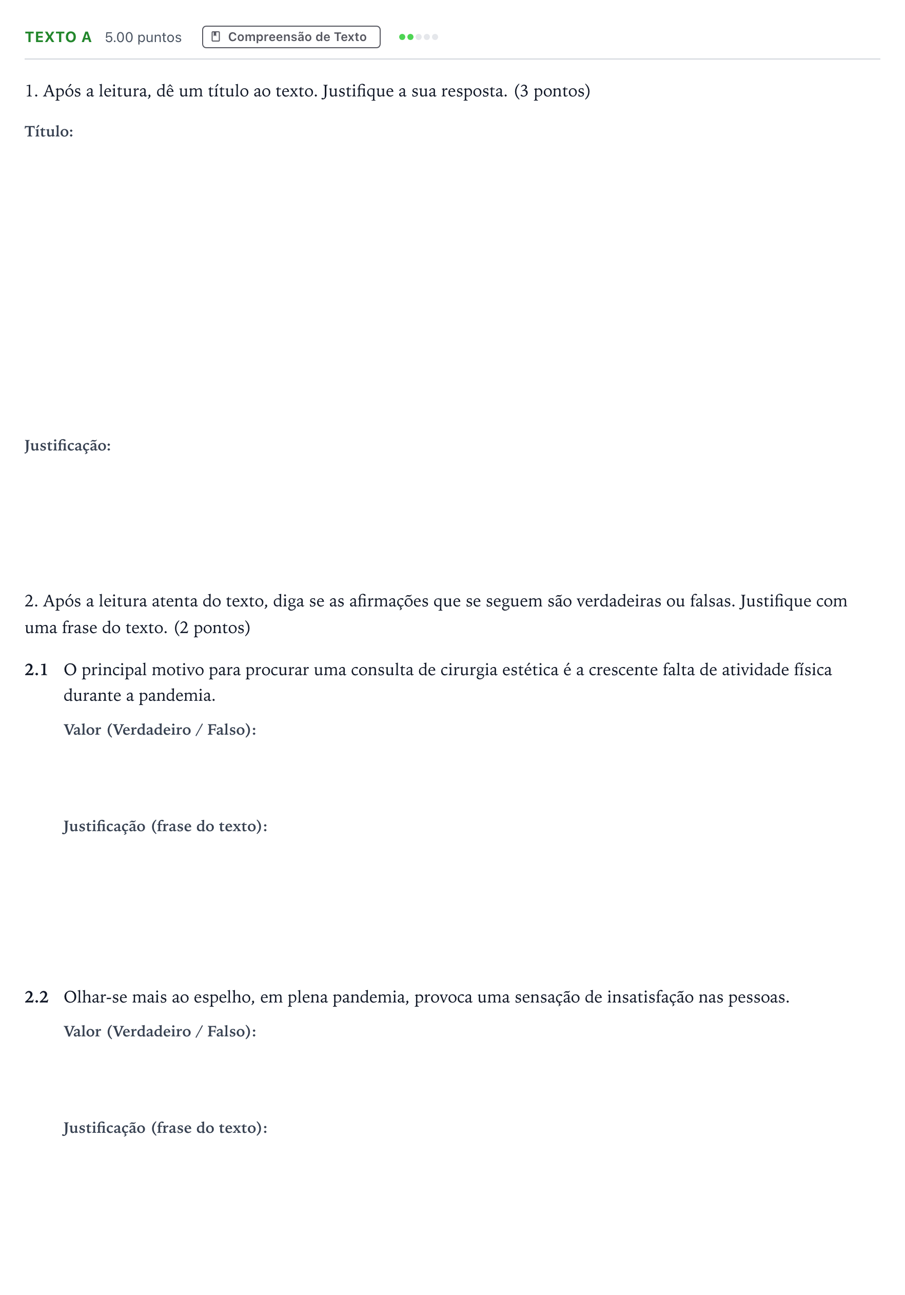 Enunciado: Ejercicio Texto A · Portugués PAU Madrid Ordinaria Coincidencias 2021