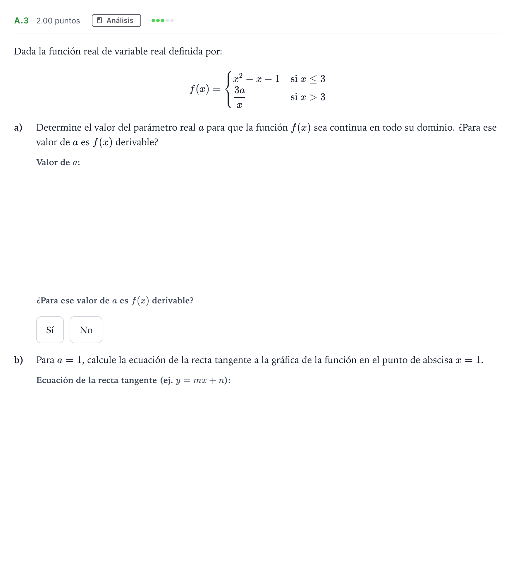 Enunciado: Ejercicio A.3 · Matemáticas aplicadas a las Ciencias Sociales II PAU Madrid Extraordinaria 2021