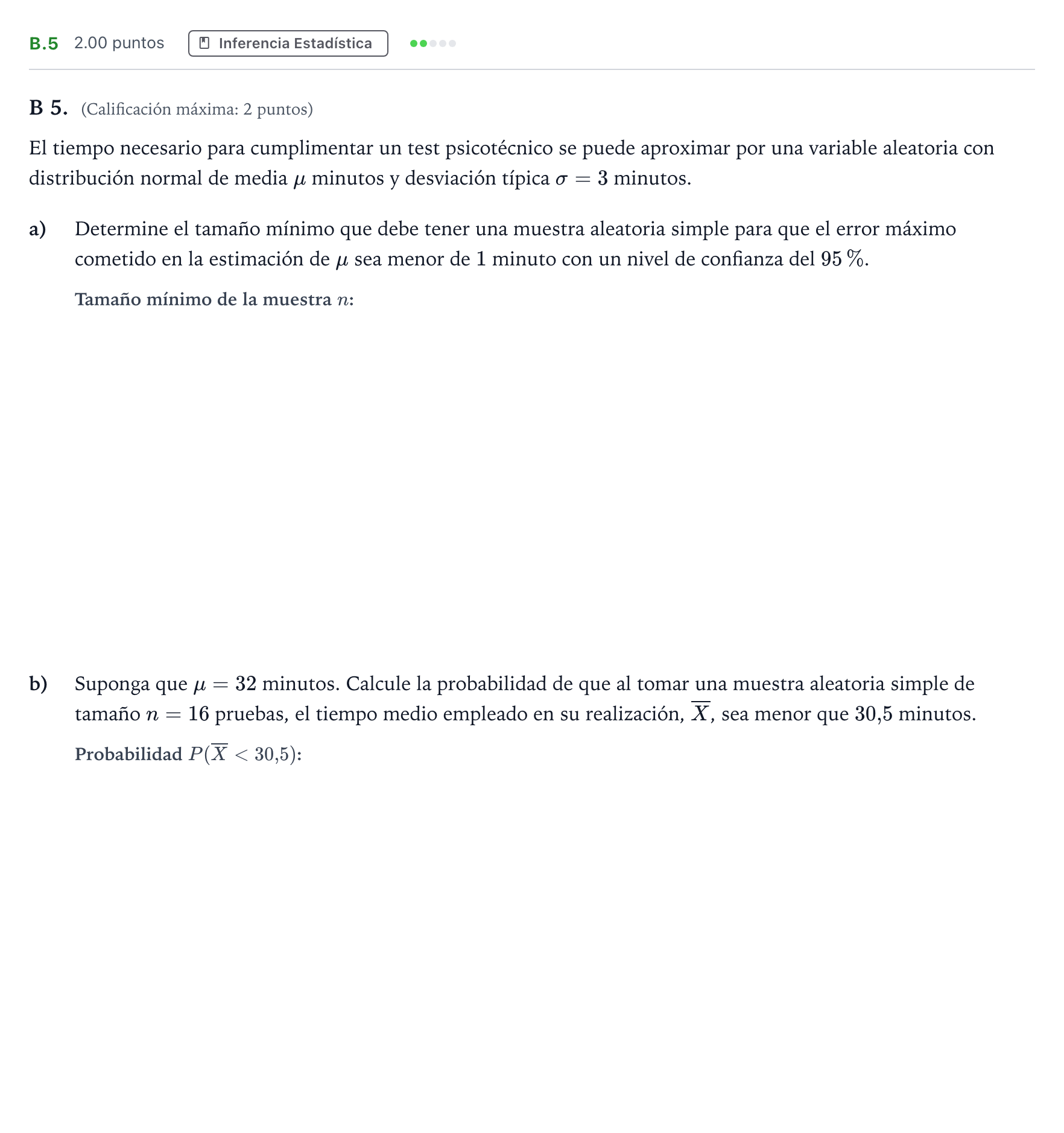 Enunciado: Ejercicio B.5 · Matemáticas aplicadas a las Ciencias Sociales II PAU Madrid Extraordinaria 2021