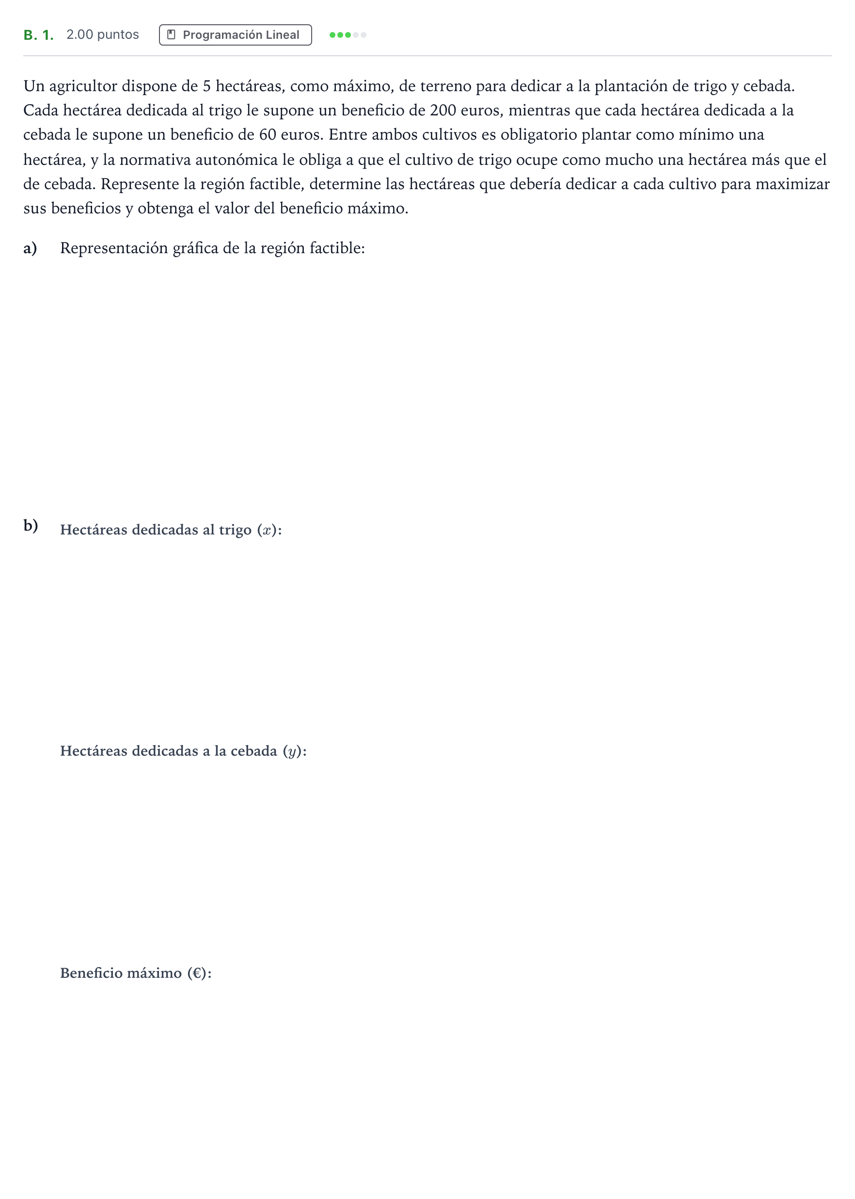 Enunciado: Ejercicio B. 1. · Matemáticas aplicadas a las Ciencias Sociales II PAU Madrid Modelo 2021
