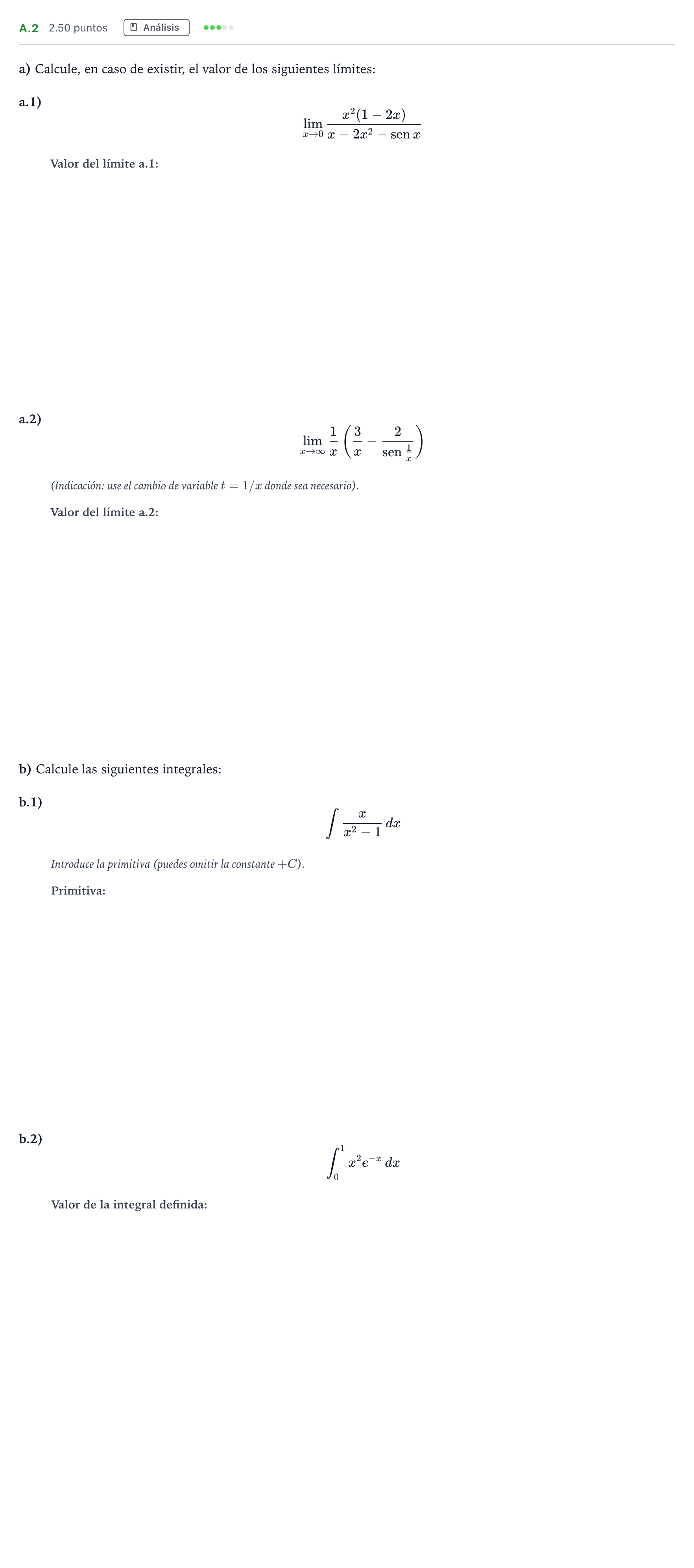 Enunciado: Ejercicio A.2 · Matemáticas II PAU Madrid Extraordinaria 2021