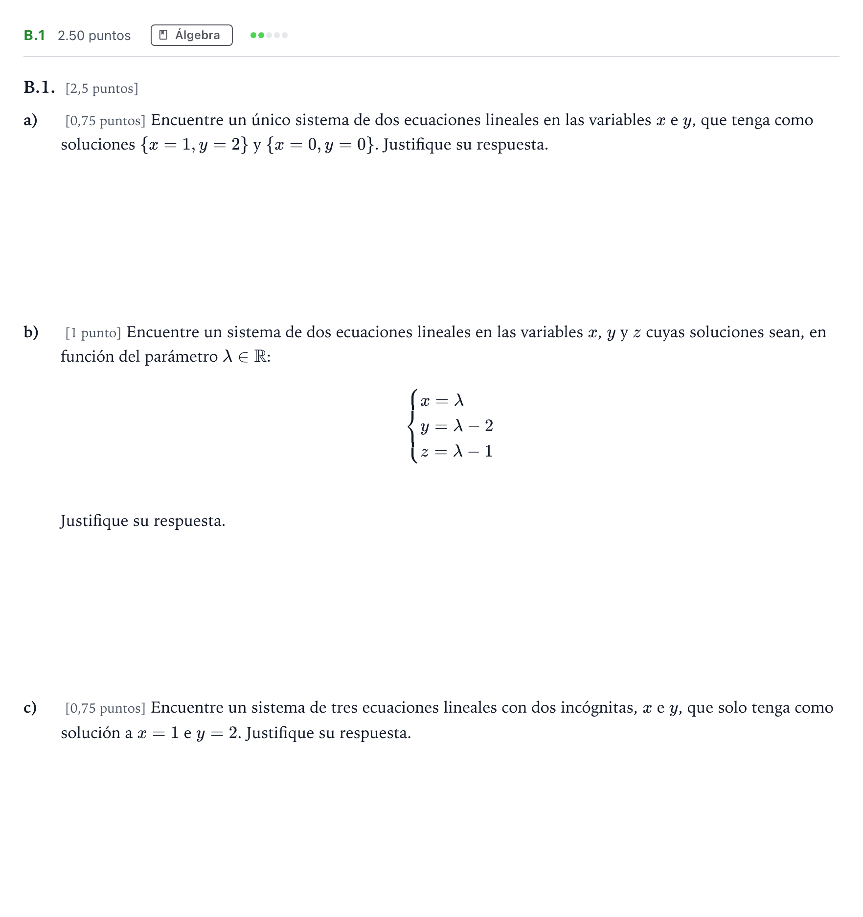 Enunciado: Ejercicio B.1 · Matemáticas II PAU Madrid Extraordinaria 2021