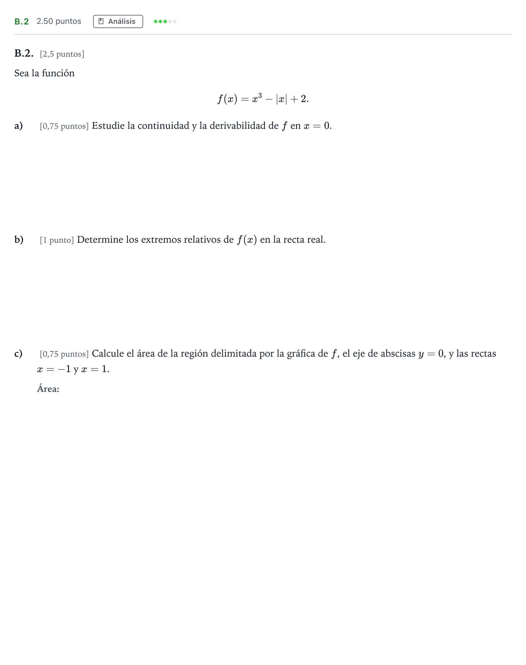 Enunciado: Ejercicio B.2 · Matemáticas II PAU Madrid Extraordinaria 2021