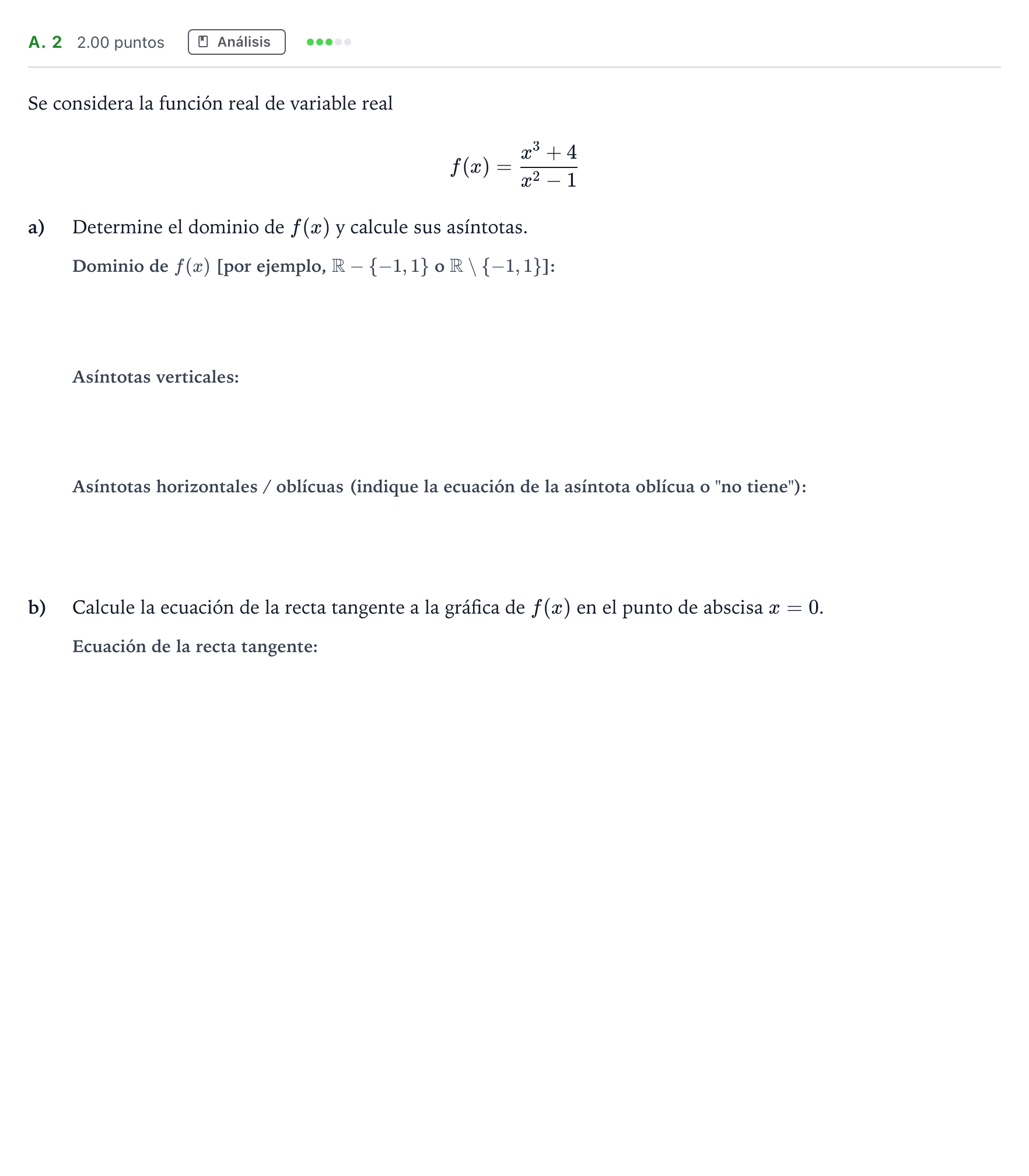 Enunciado: Ejercicio A. 2 · Matemáticas aplicadas a las Ciencias Sociales II PAU Madrid Ordinaria 2021