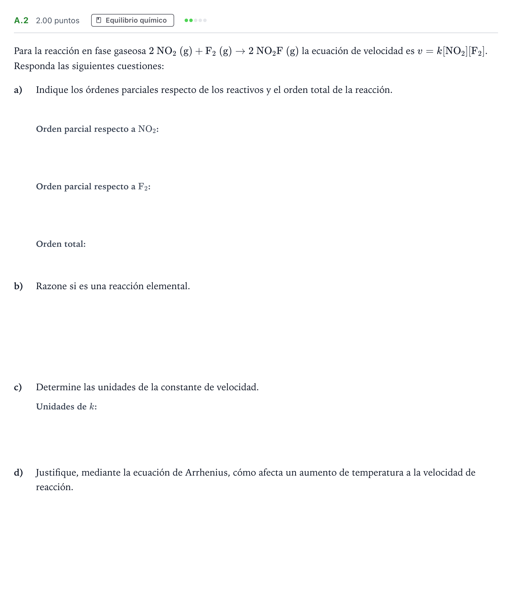 Enunciado: Ejercicio A.2 · Química PAU Madrid Extraordinaria 2021
