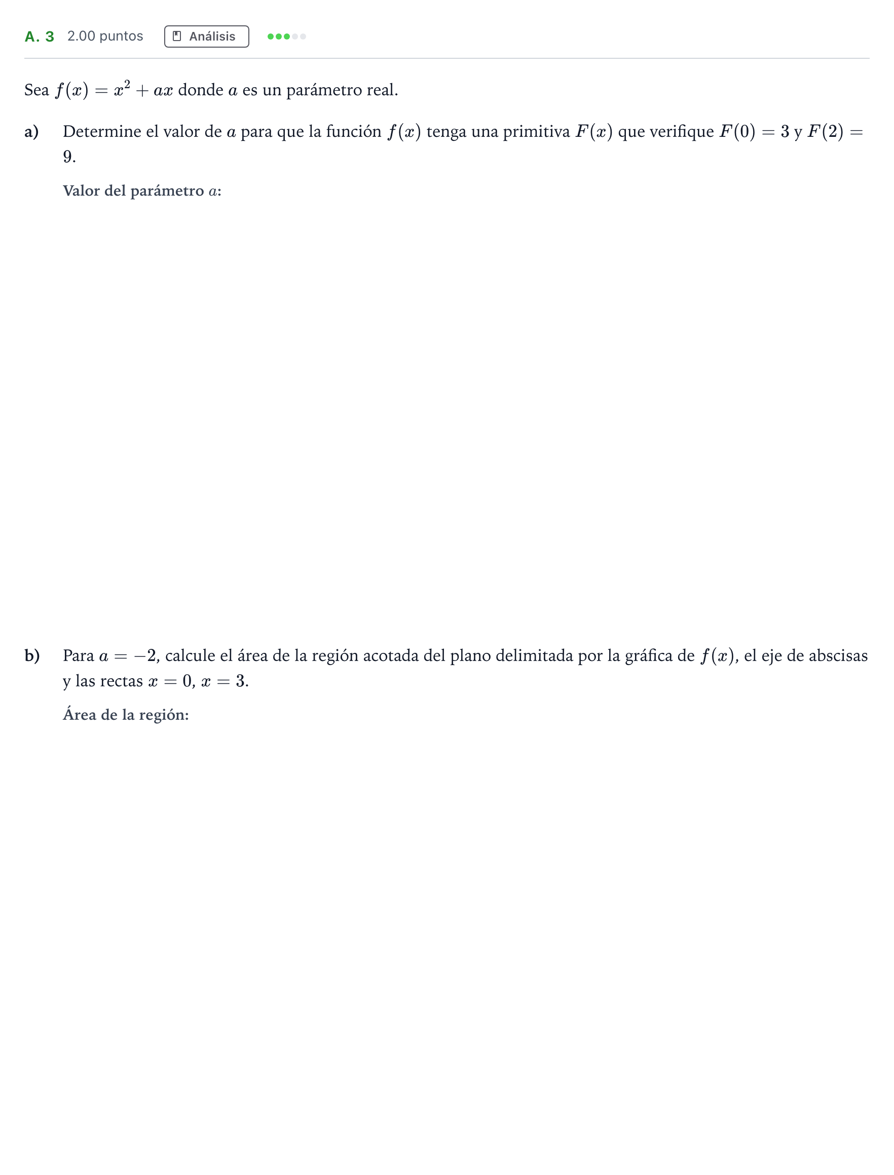 Enunciado: Ejercicio A. 3 · Matemáticas aplicadas a las Ciencias Sociales II PAU Madrid Ordinaria Coincidencias 2021
