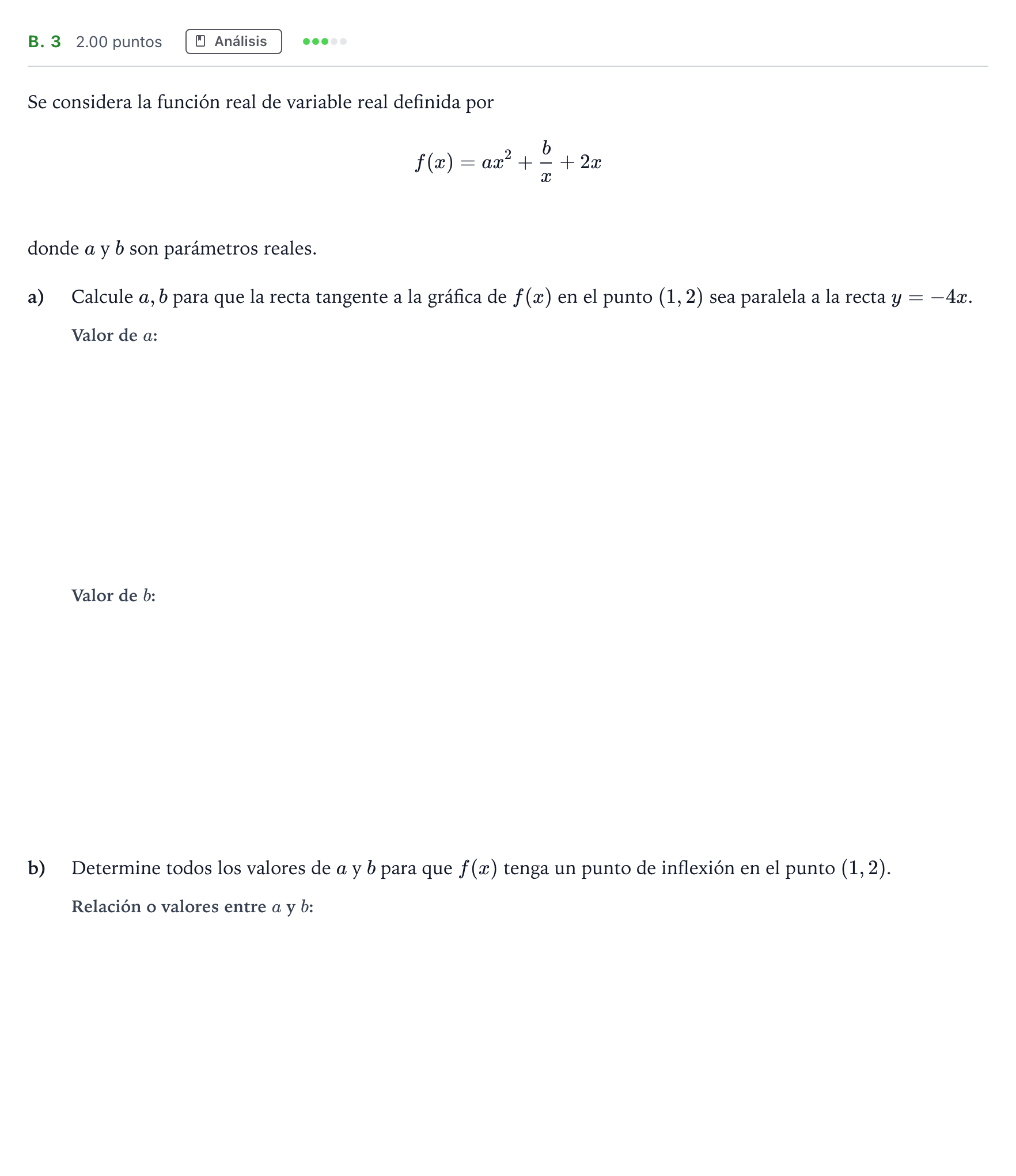 Enunciado: Ejercicio B. 3 · Matemáticas aplicadas a las Ciencias Sociales II PAU Madrid Ordinaria Coincidencias 2021