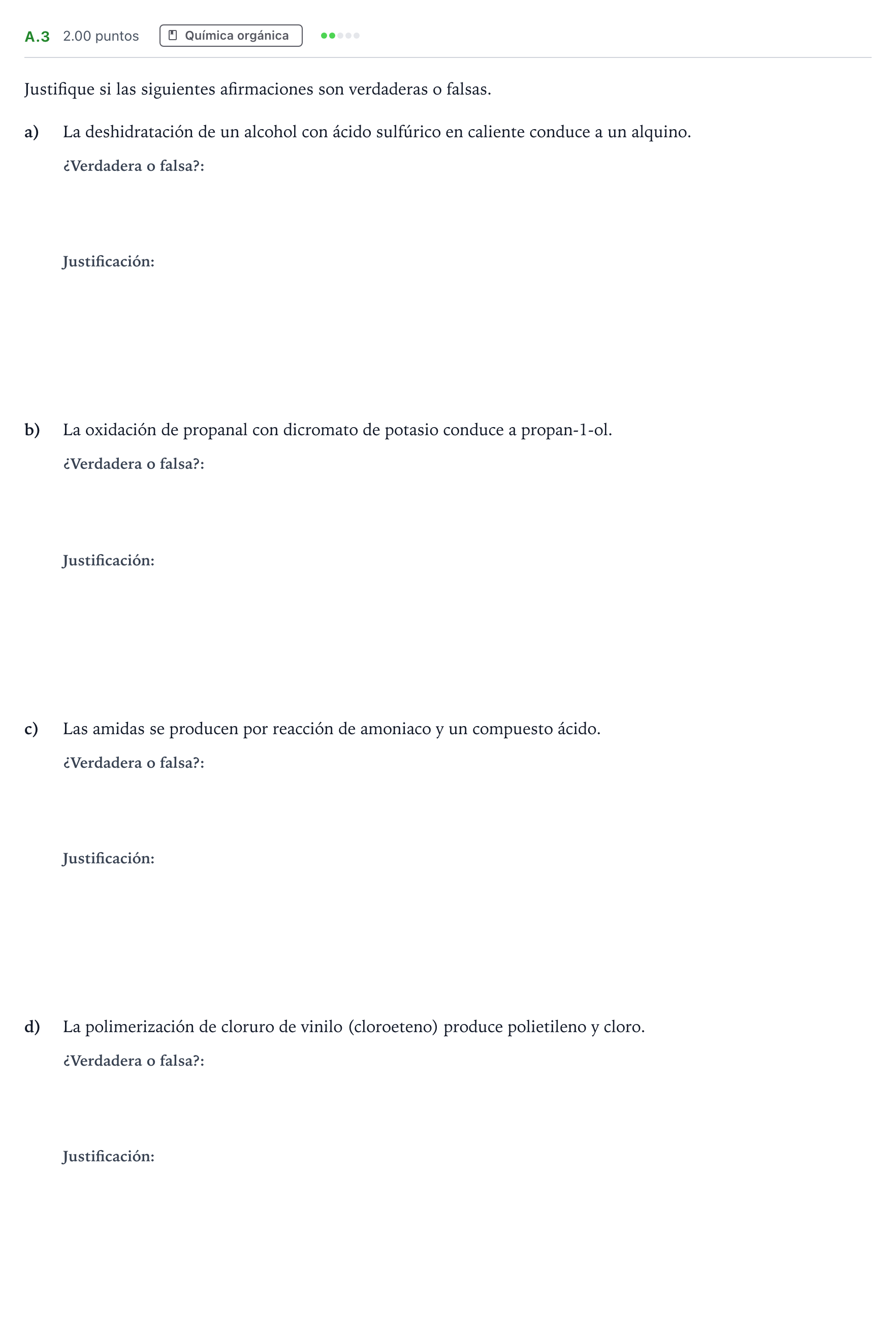 Enunciado: Ejercicio A.3 · Química PAU Madrid Modelo 2021