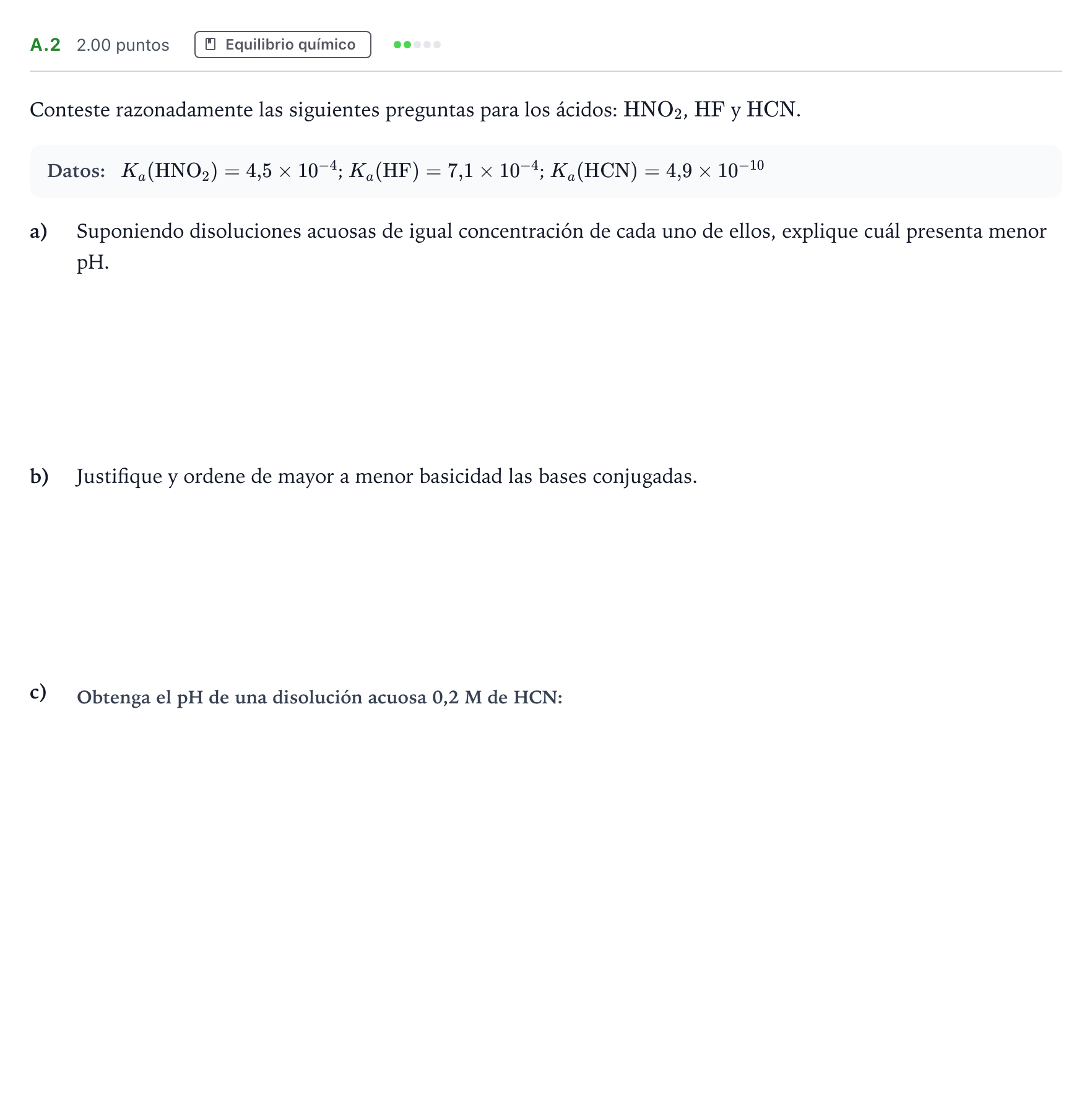 Enunciado: Ejercicio A.2 · Química PAU Madrid Ordinaria 2021