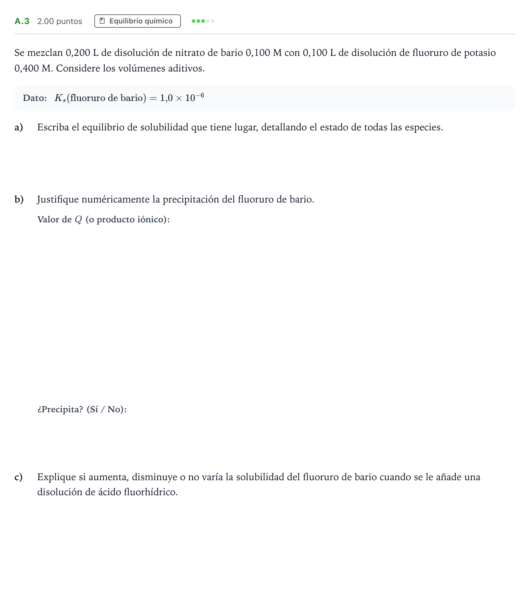 Enunciado: Ejercicio A.3 · Química PAU Madrid Ordinaria 2021