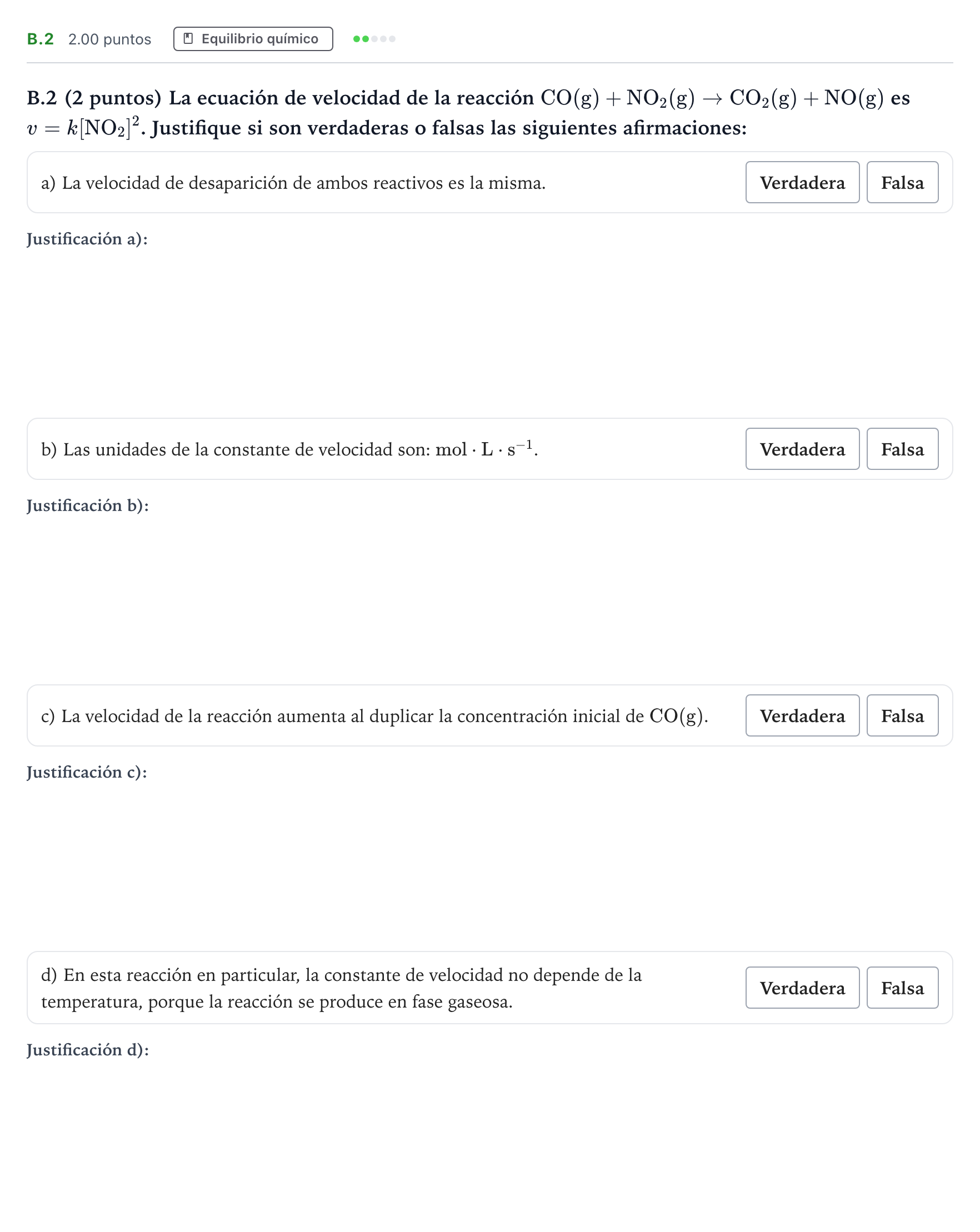 Enunciado: Ejercicio B.2 · Química PAU Madrid Ordinaria 2021