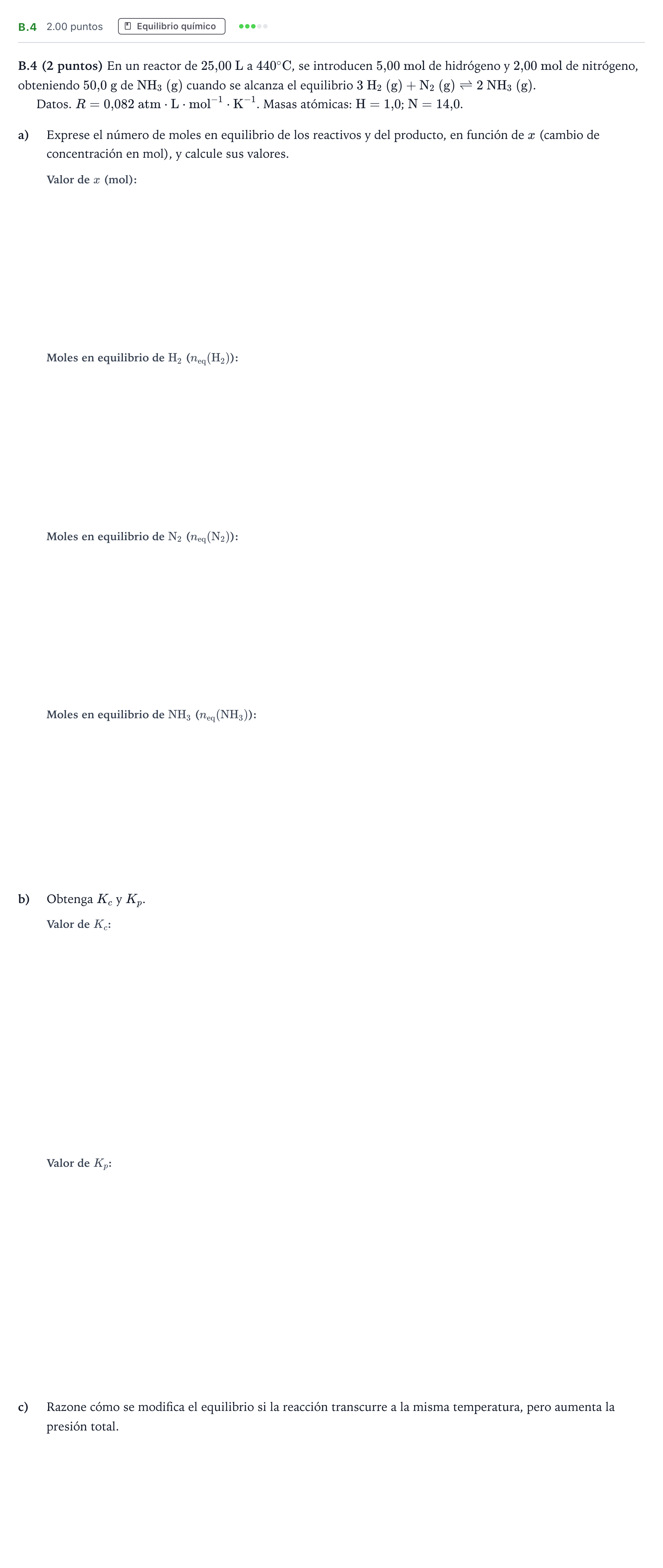 Enunciado: Ejercicio B.4 · Química PAU Madrid Ordinaria 2021