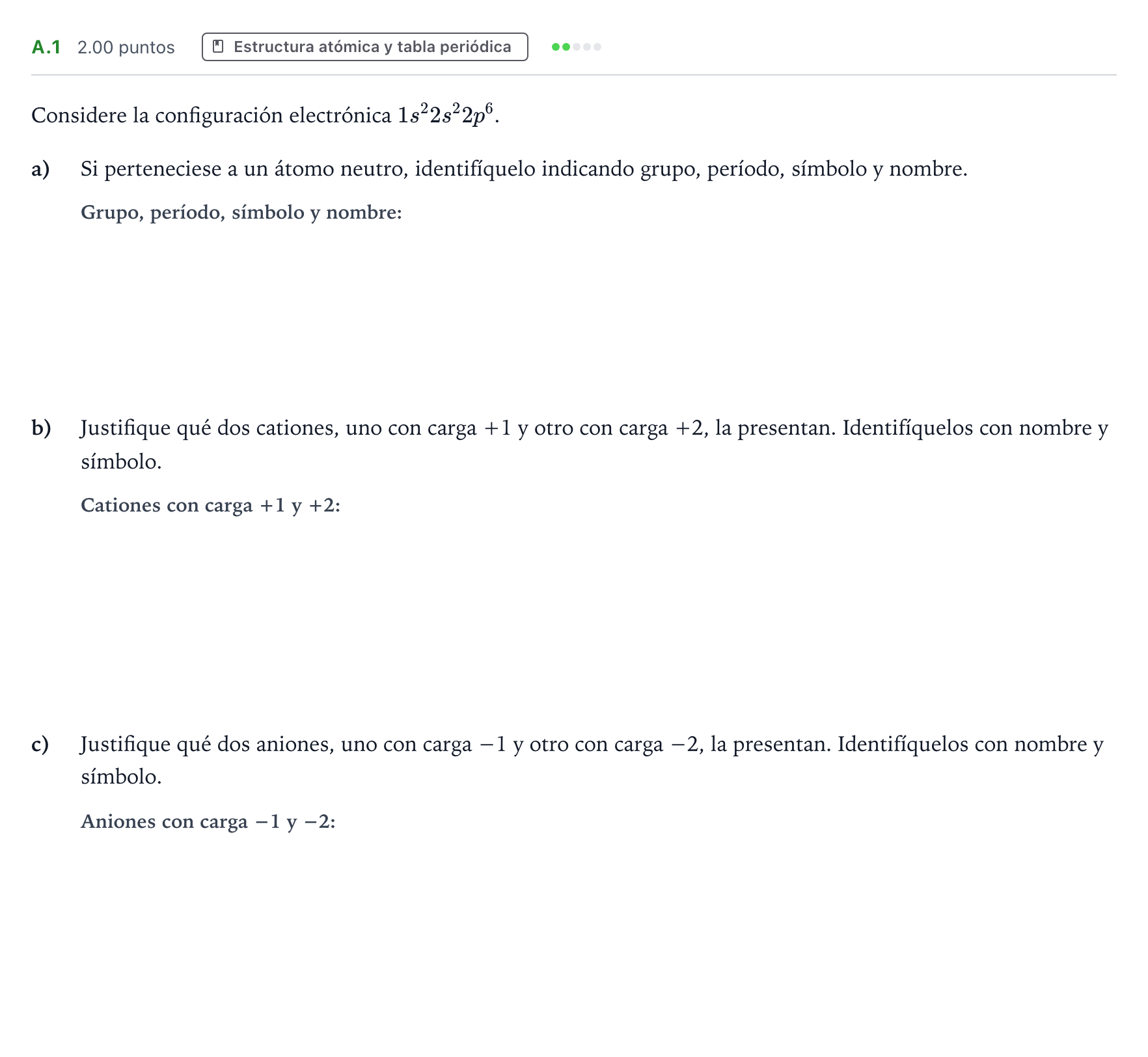 Enunciado: Ejercicio A.1 · Química PAU Madrid Ordinaria Coincidencias 2021