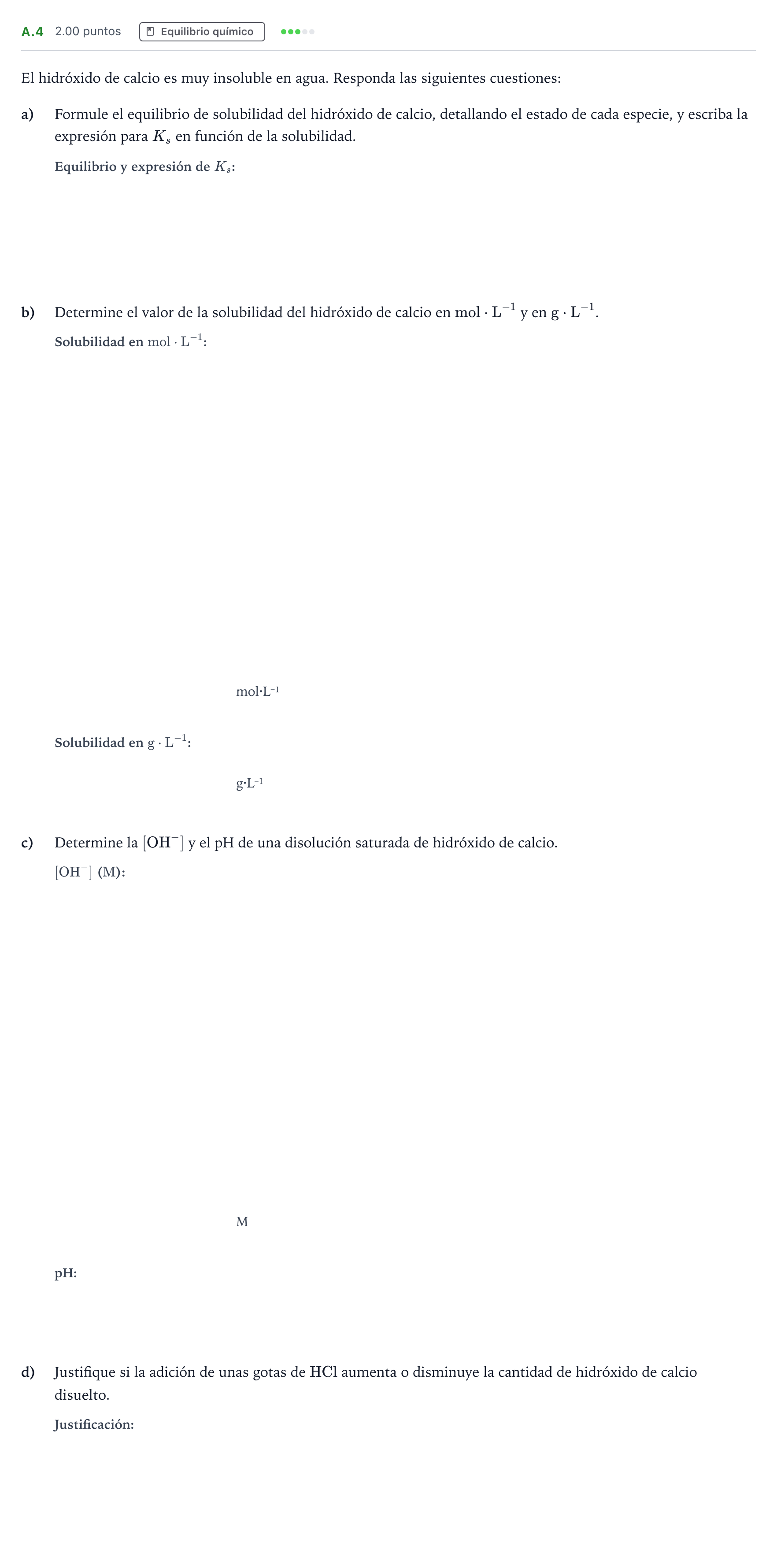 Enunciado: Ejercicio A.4 · Química PAU Madrid Ordinaria Coincidencias 2021
