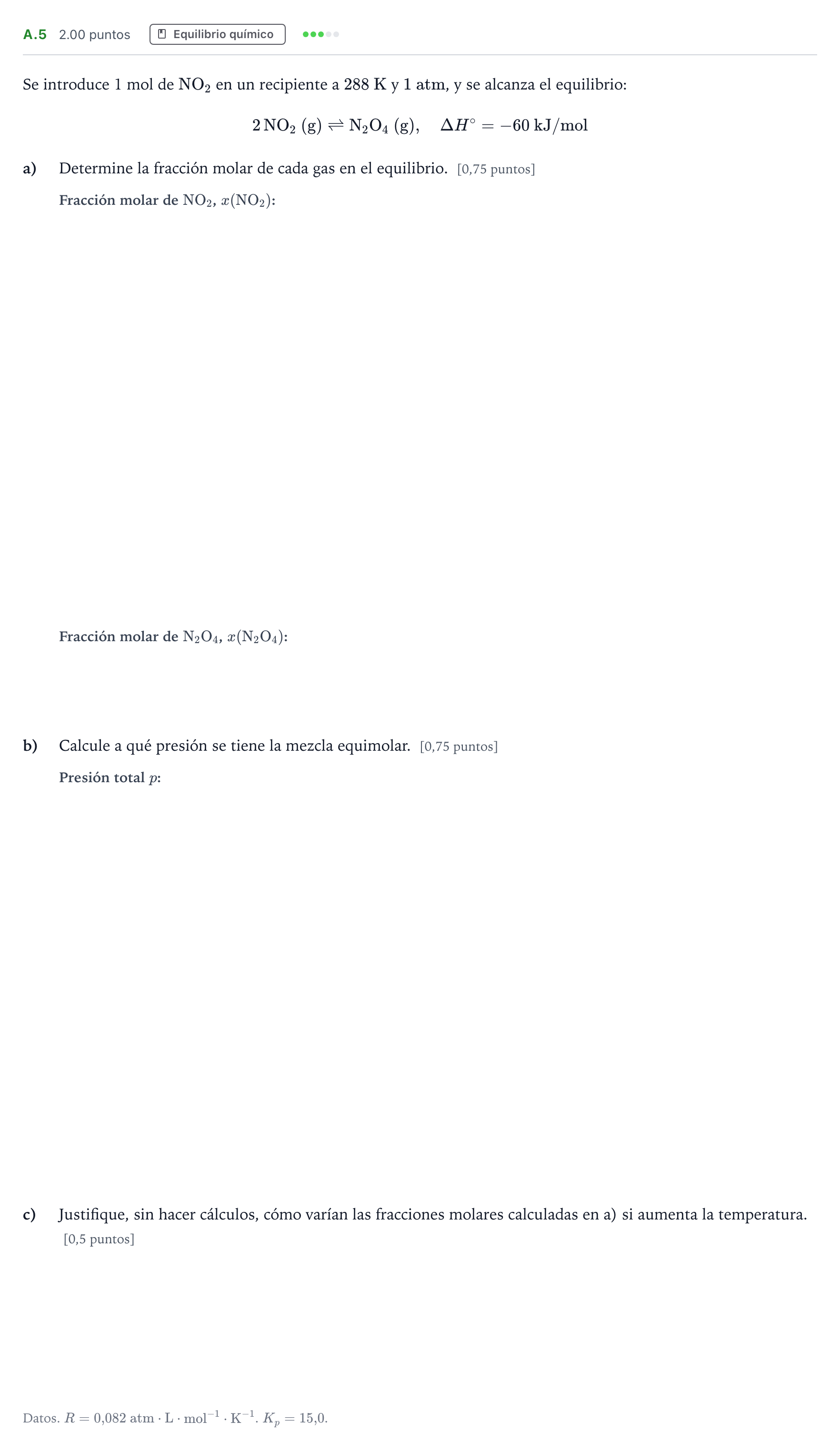 Enunciado: Ejercicio A.5 · Química PAU Madrid Ordinaria Coincidencias 2021