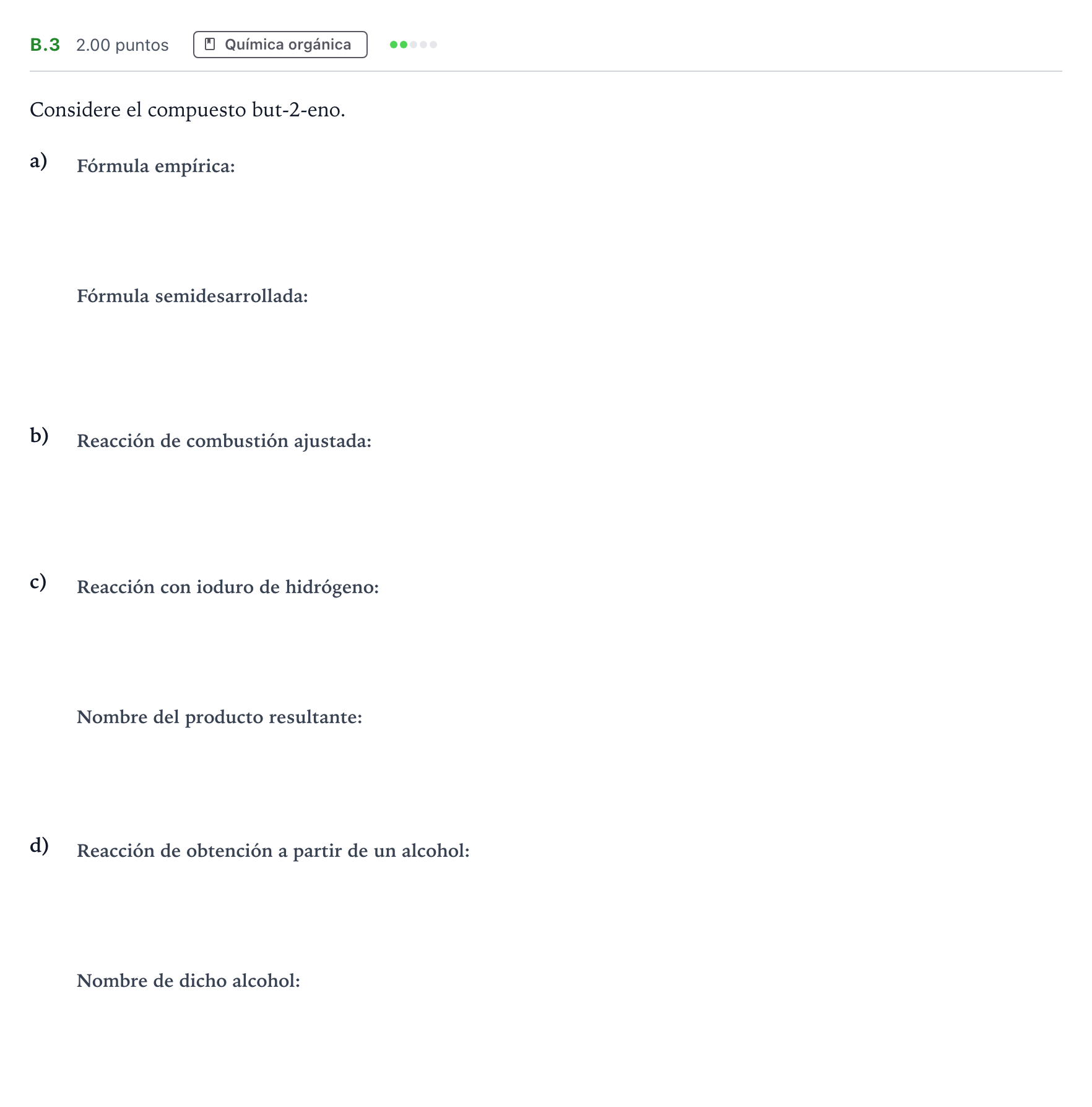 Enunciado: Ejercicio B.3 · Química PAU Madrid Ordinaria Coincidencias 2021