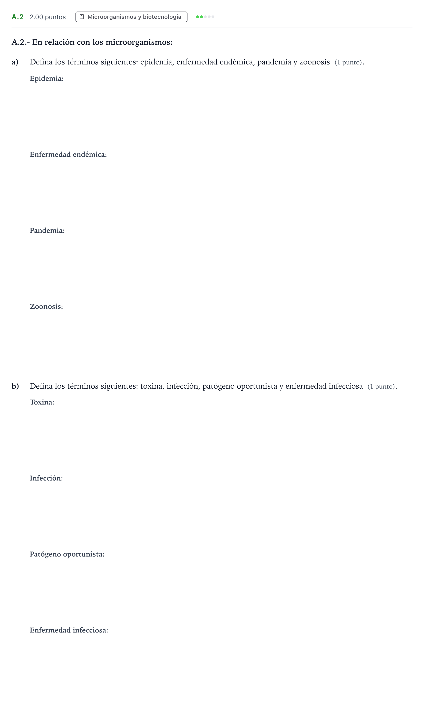 Enunciado: Ejercicio A.2 · Biología PAU Madrid Extraordinaria 2022