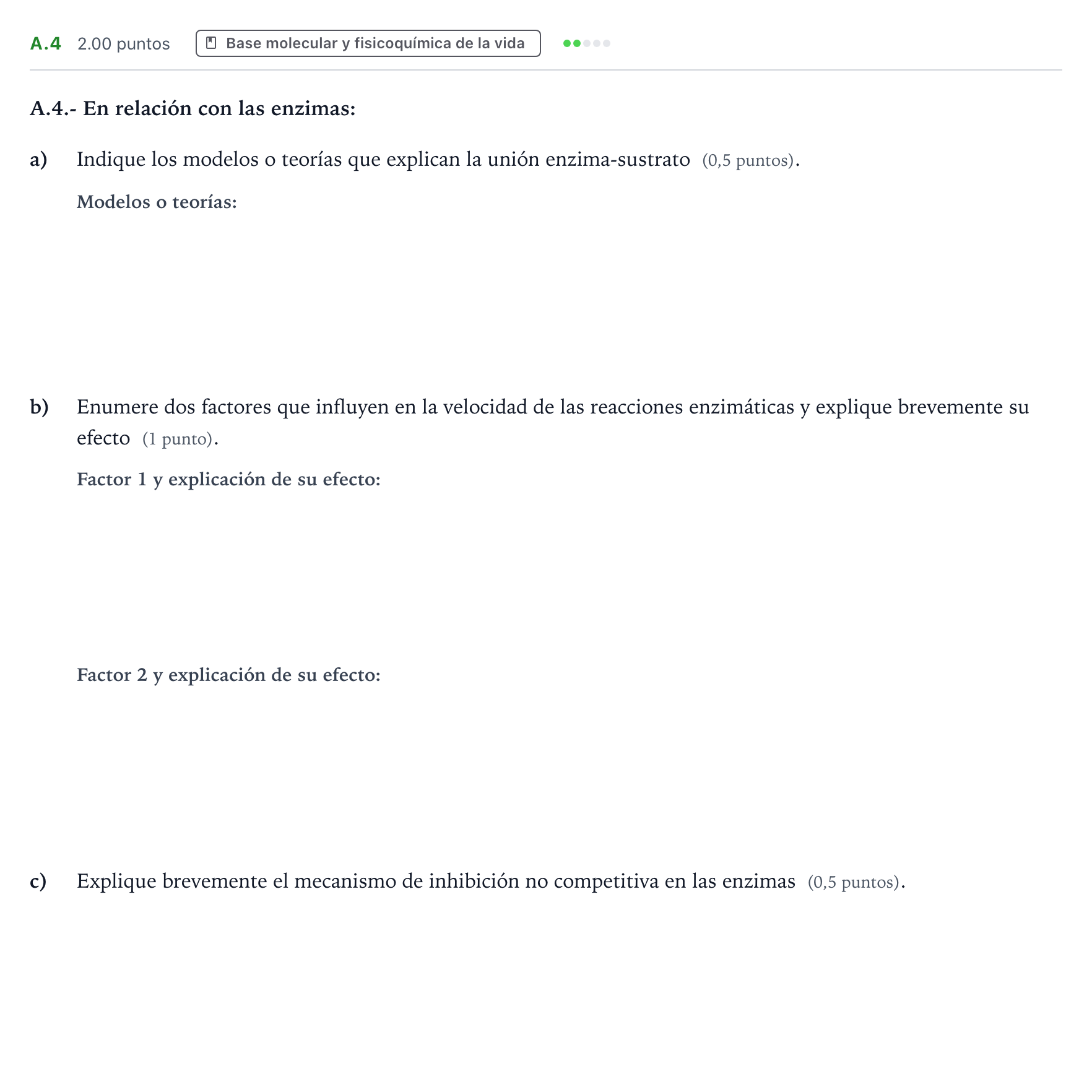 Enunciado: Ejercicio A.4 · Biología PAU Madrid Extraordinaria 2022