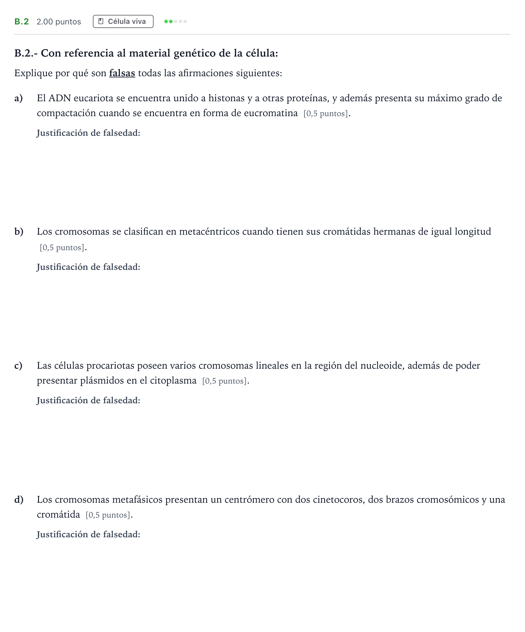 Enunciado: Ejercicio B.2 · Biología PAU Madrid Extraordinaria 2022