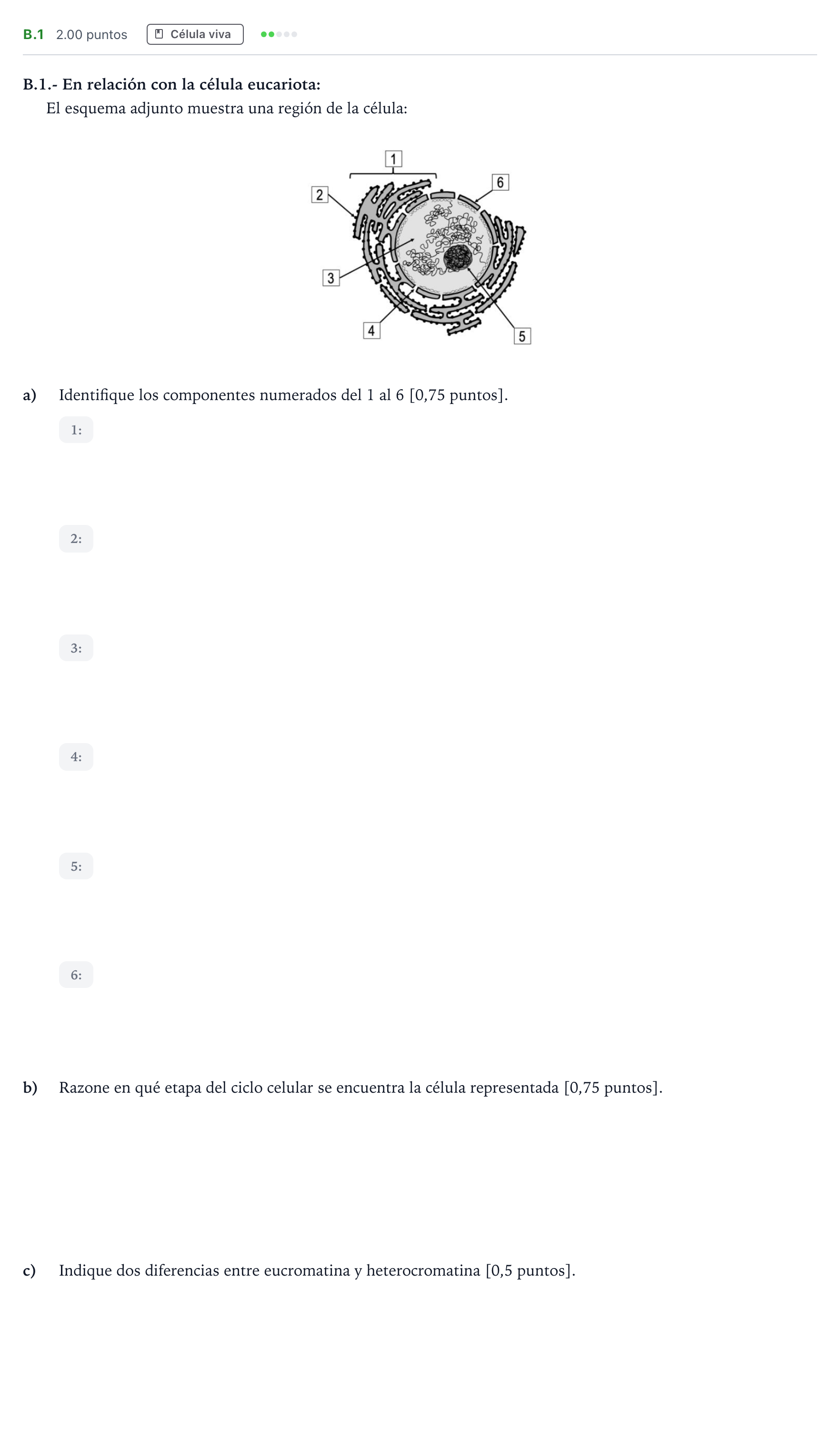 Enunciado: Ejercicio B.1 · Biología PAU Madrid Extraordinaria Coincidencias 2022
