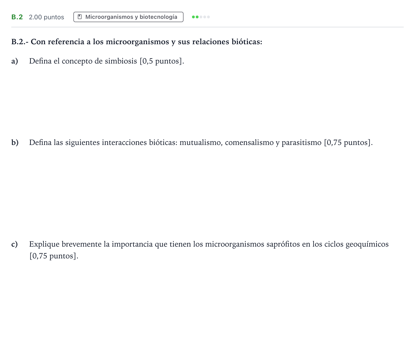 Enunciado: Ejercicio B.2 · Biología PAU Madrid Extraordinaria Coincidencias 2022