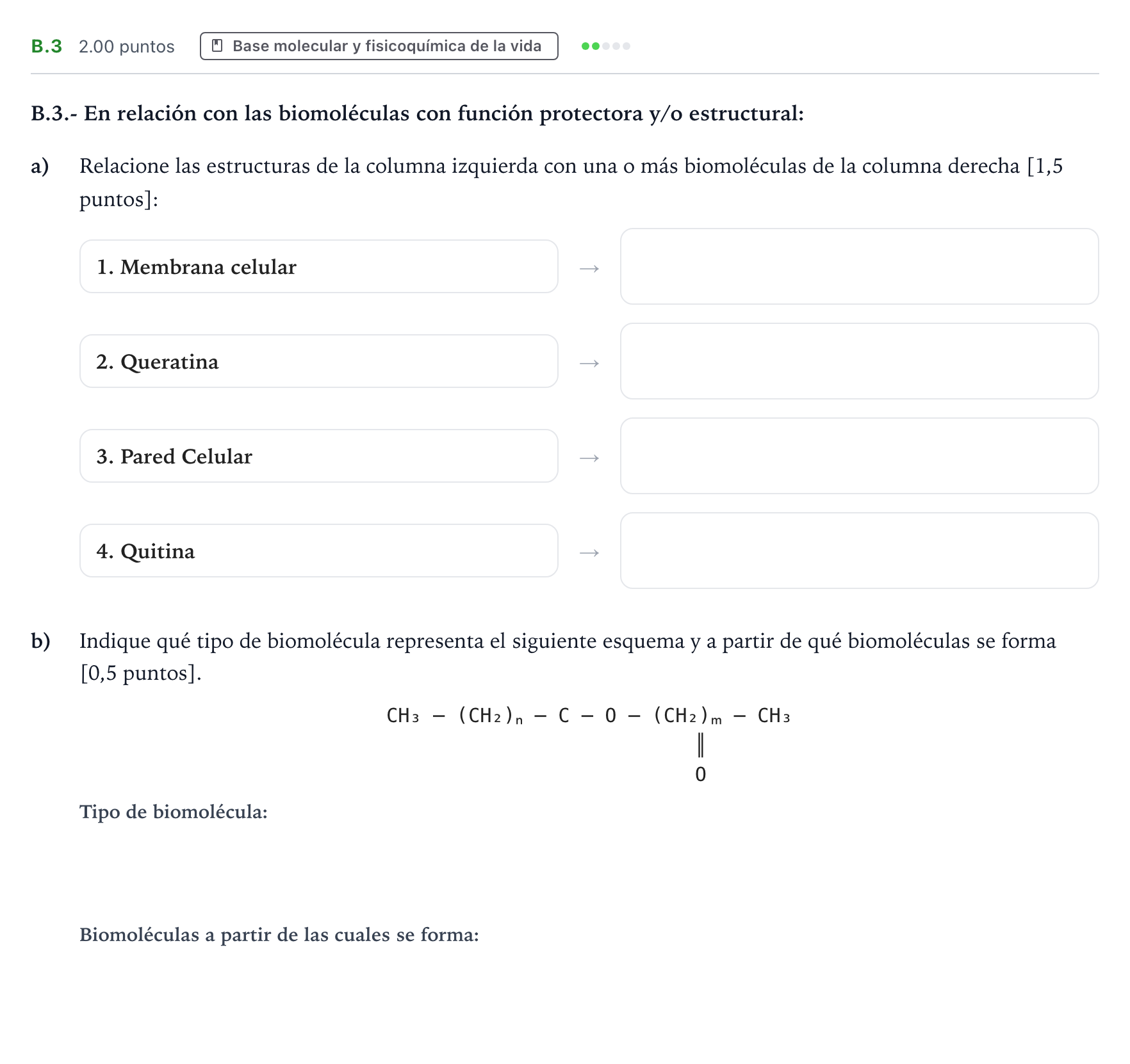 Enunciado: Ejercicio B.3 · Biología PAU Madrid Extraordinaria Coincidencias 2022