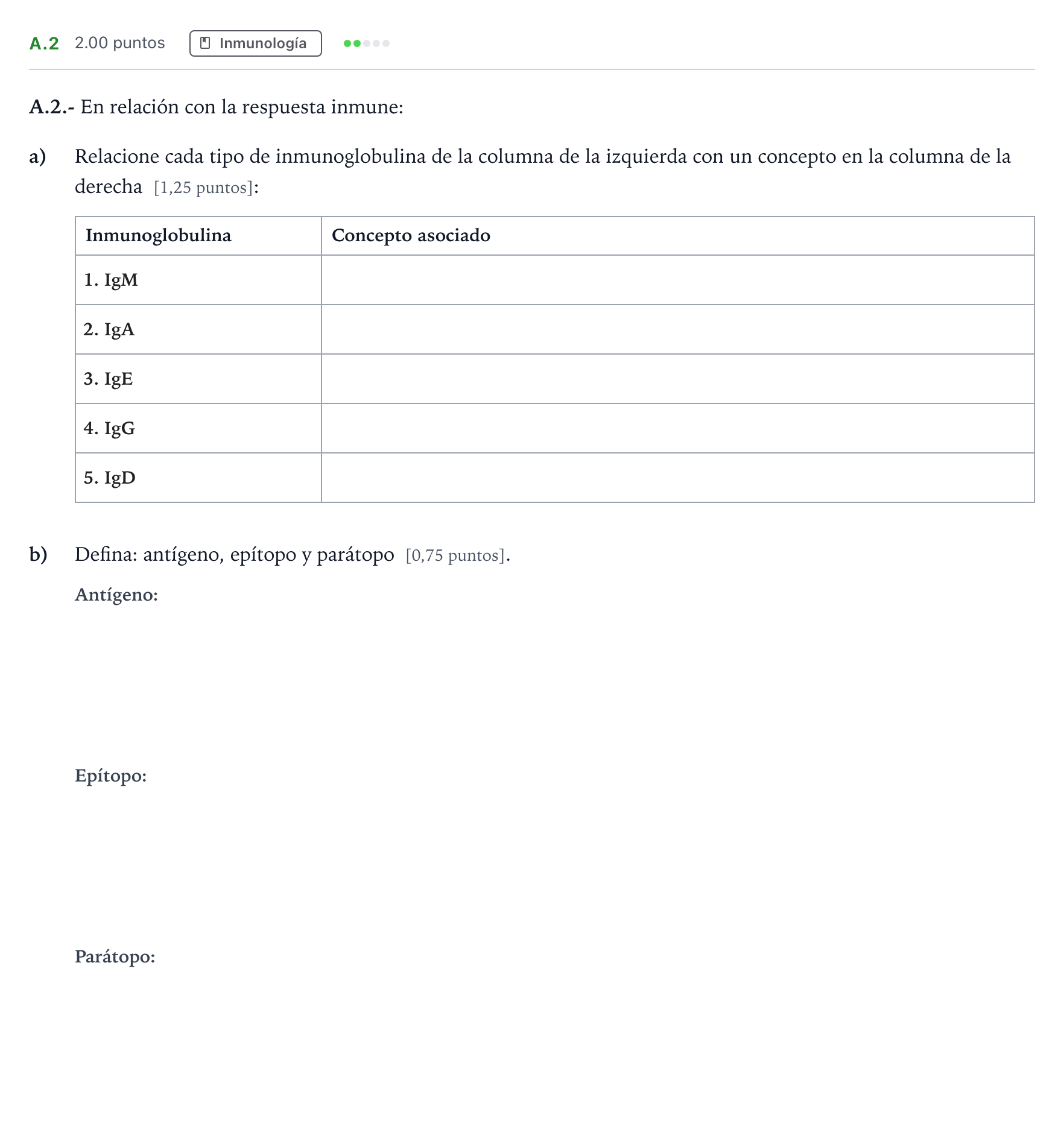Enunciado: Ejercicio A.2 · Biología PAU Madrid Modelo 2022
