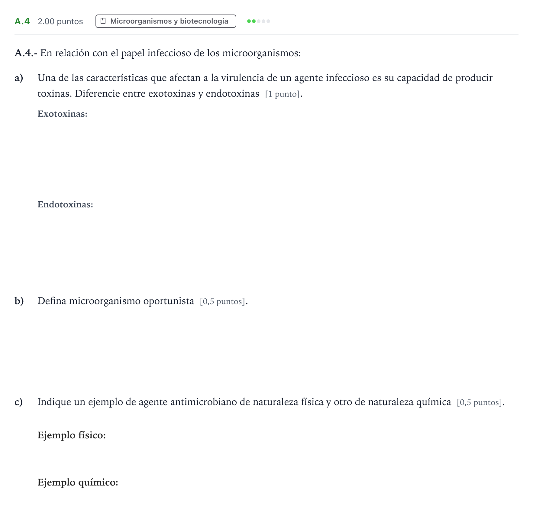 Enunciado: Ejercicio A.4 · Biología PAU Madrid Modelo 2022