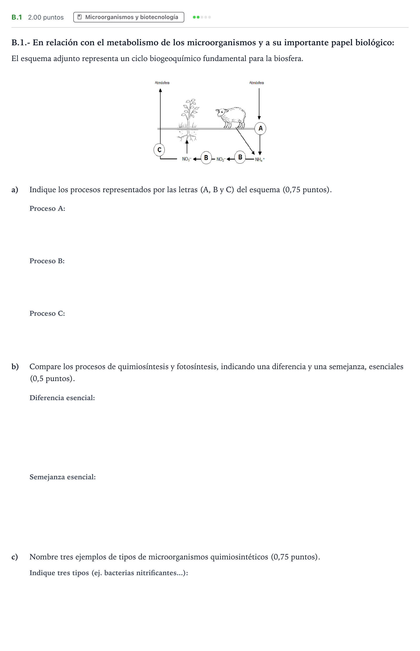Enunciado: Ejercicio B.1 · Biología PAU Madrid Modelo 2022