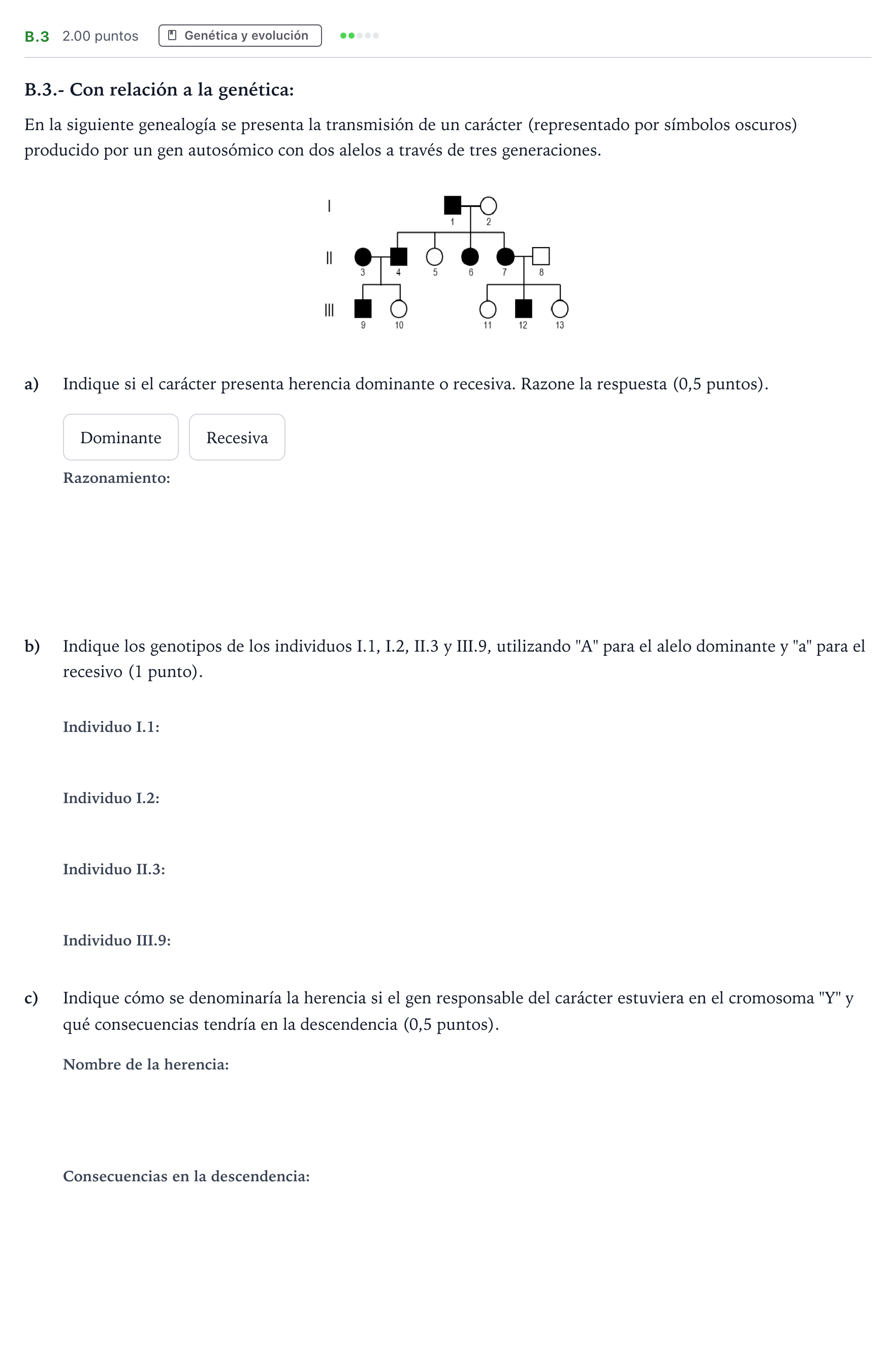 Enunciado: Ejercicio B.3 · Biología PAU Madrid Modelo 2022