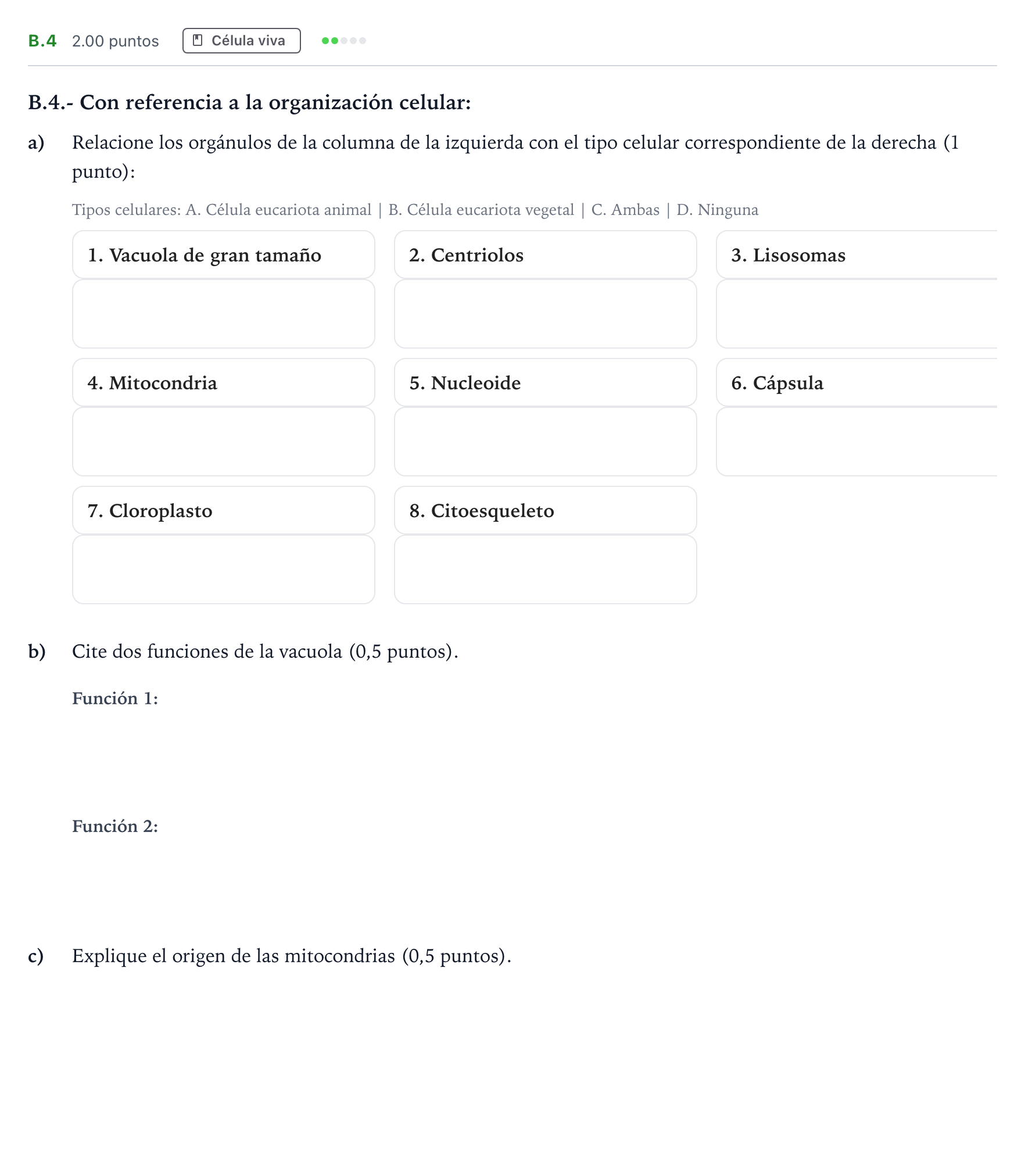 Enunciado: Ejercicio B.4 · Biología PAU Madrid Modelo 2022