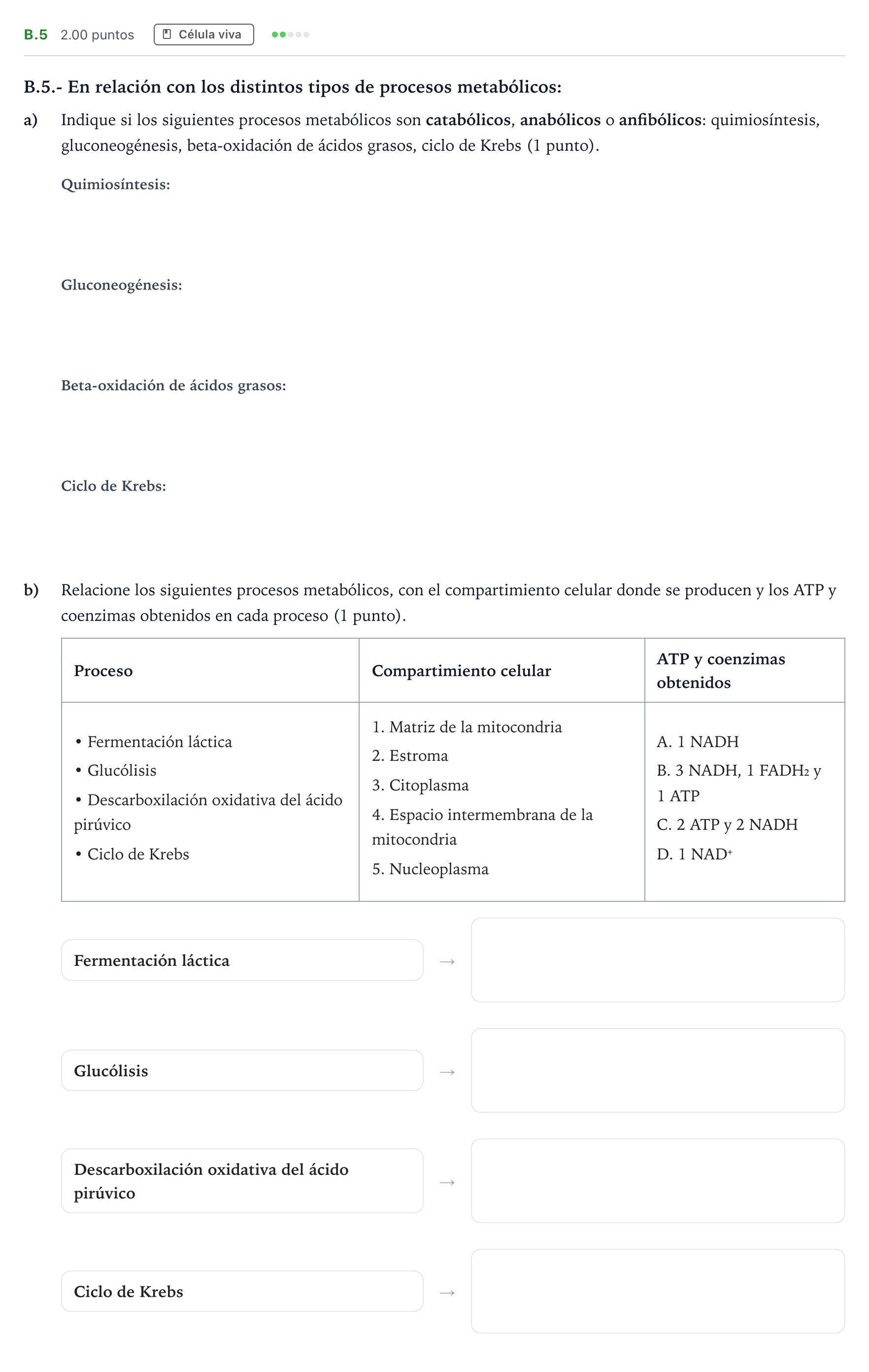 Enunciado: Ejercicio B.5 · Biología PAU Madrid Modelo 2022