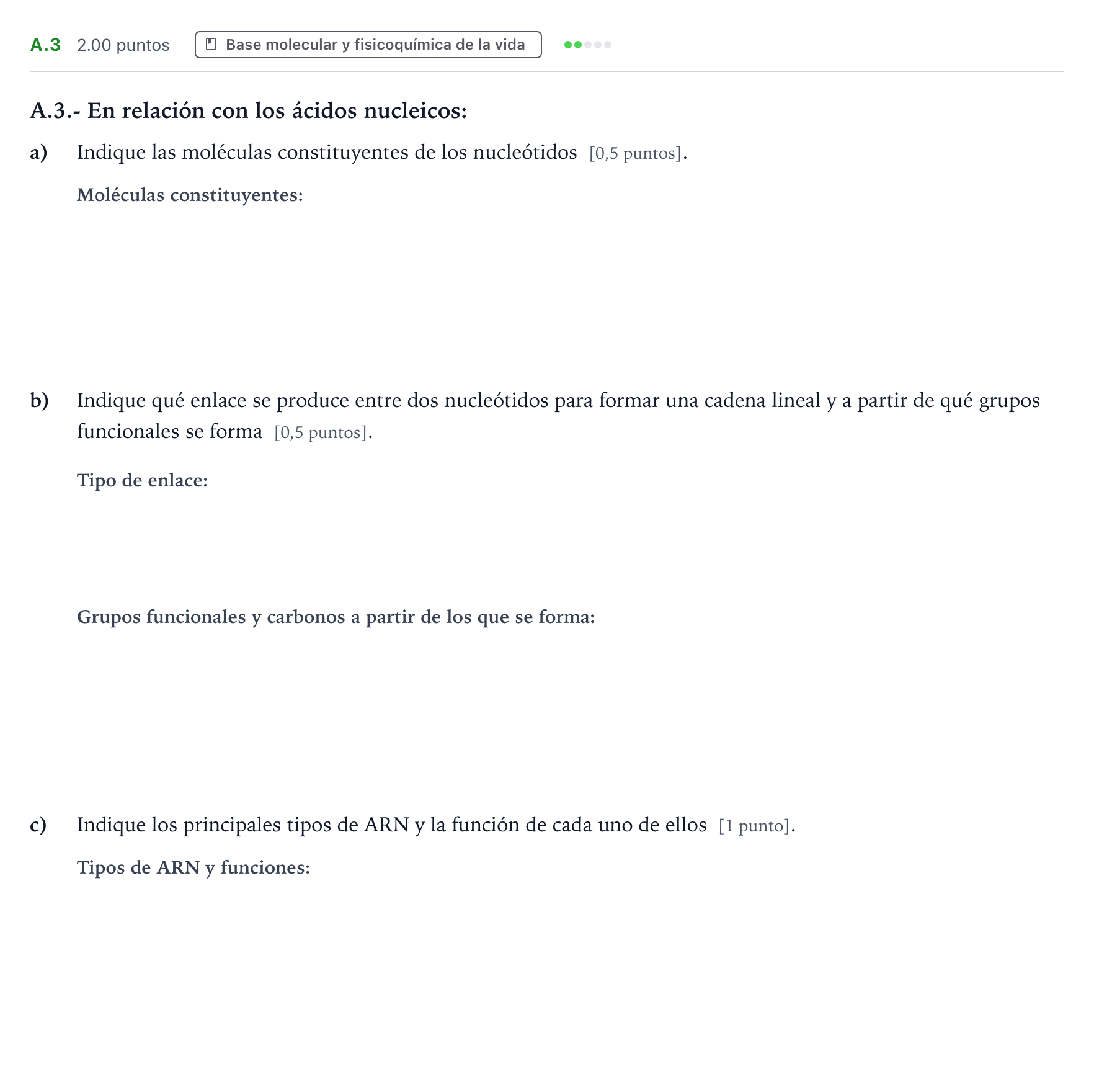 Enunciado: Ejercicio A.3 · Biología PAU Madrid Ordinaria 2022