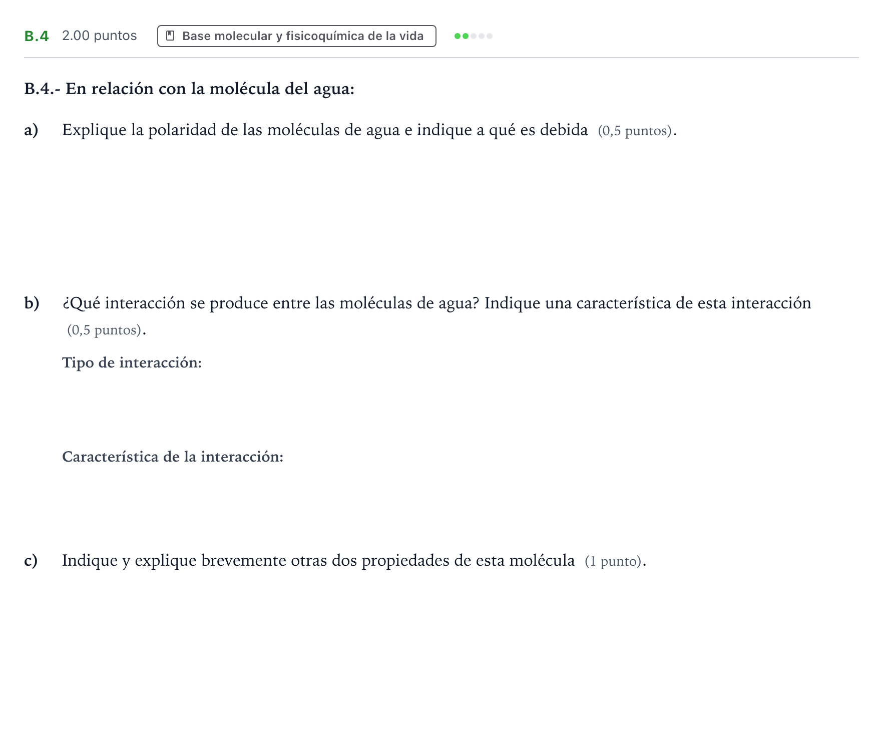 Enunciado: Ejercicio B.4 · Biología PAU Madrid Ordinaria 2022