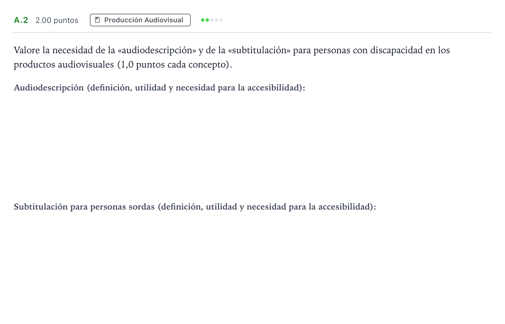 Enunciado: Ejercicio A.2 · Cultura Audiovisual II PAU Madrid Modelo 2022