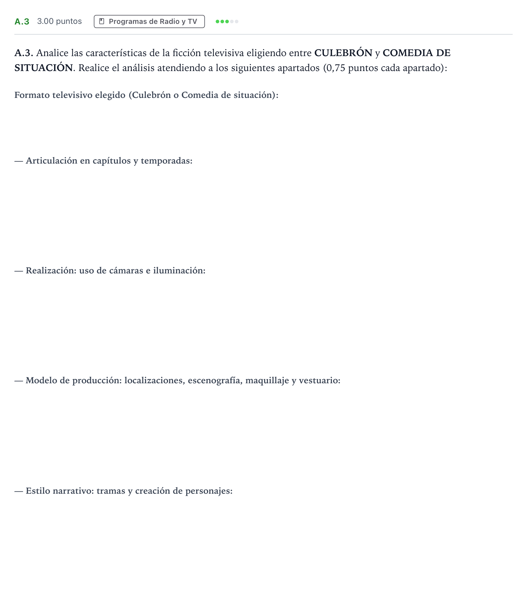 Enunciado: Ejercicio A.3 · Cultura Audiovisual II PAU Madrid Modelo 2022