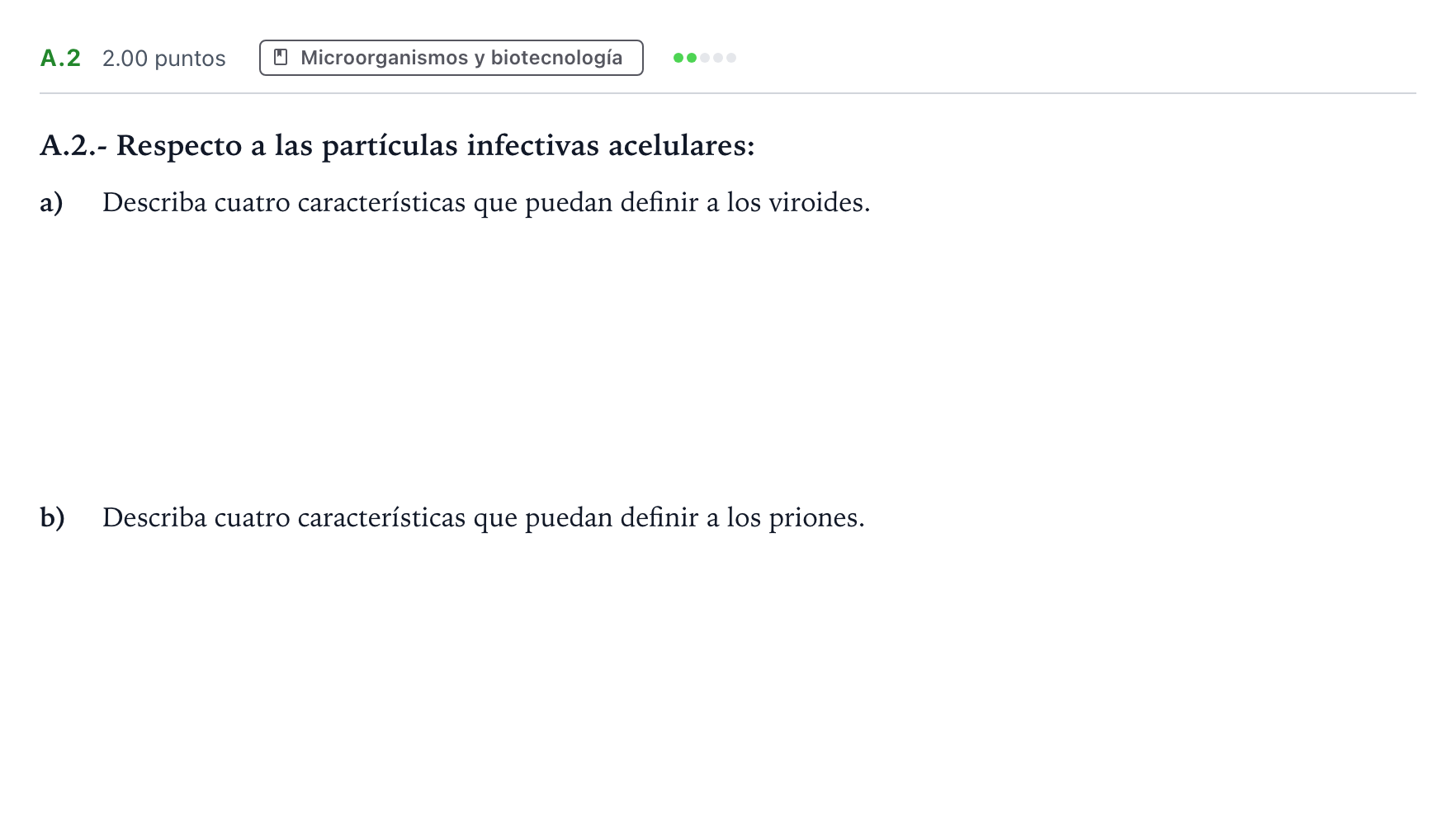 Enunciado: Ejercicio A.2 · Biología PAU Madrid Ordinaria Coincidencias 2022