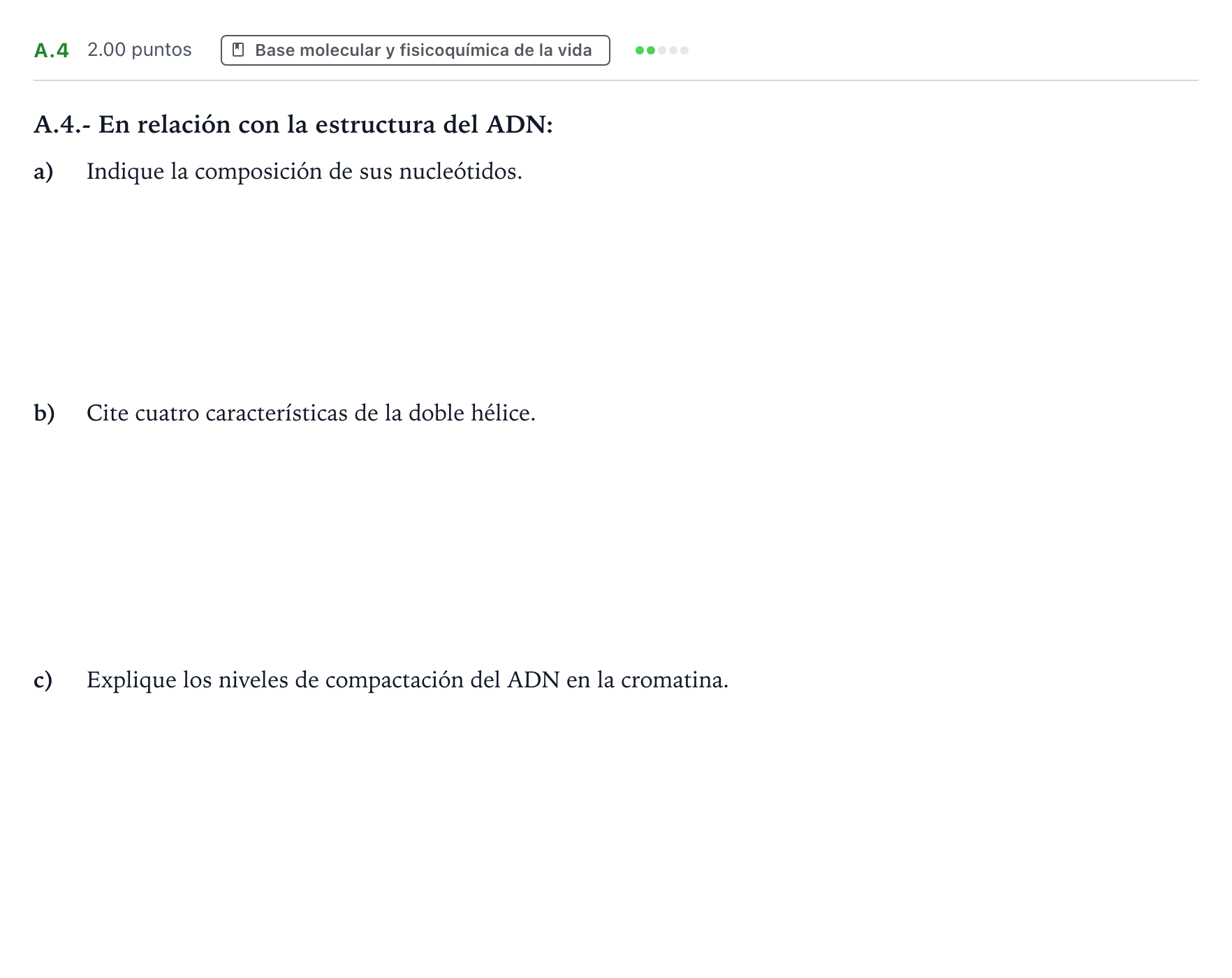 Enunciado: Ejercicio A.4 · Biología PAU Madrid Ordinaria Coincidencias 2022