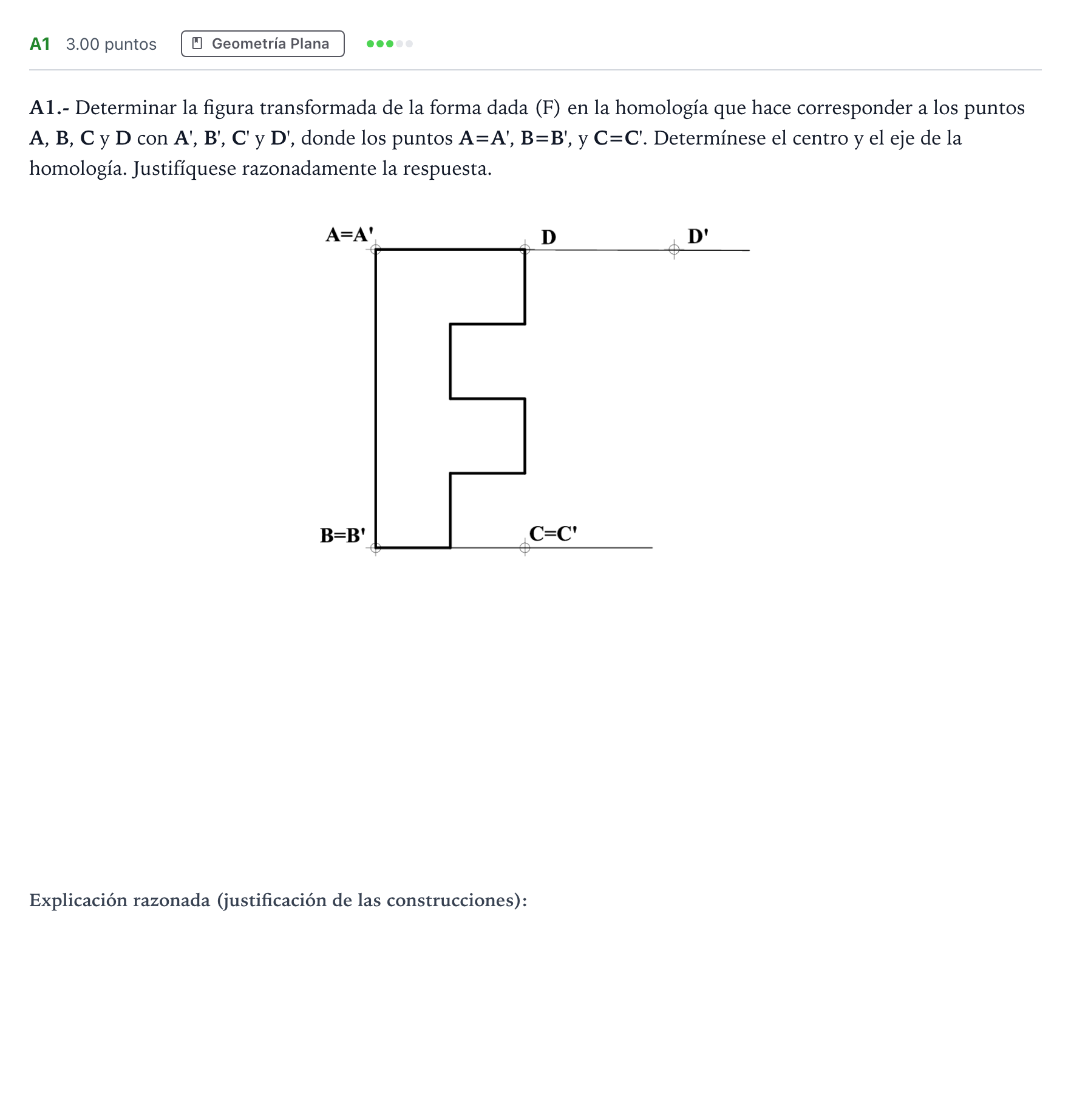Enunciado: Ejercicio A1 · Dibujo técnico II PAU Madrid Modelo 2022
