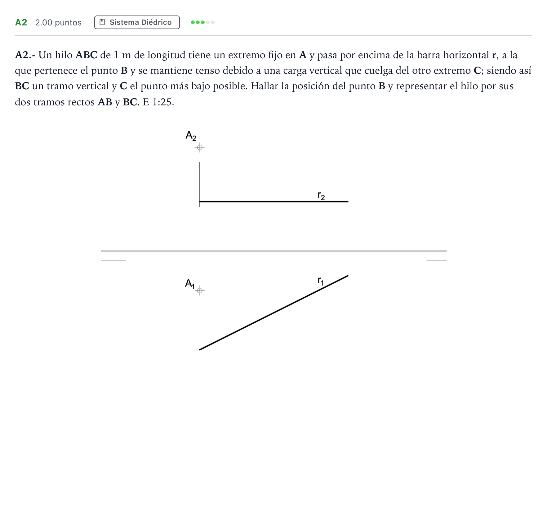 Enunciado: Ejercicio A2 · Dibujo técnico II PAU Madrid Modelo 2022