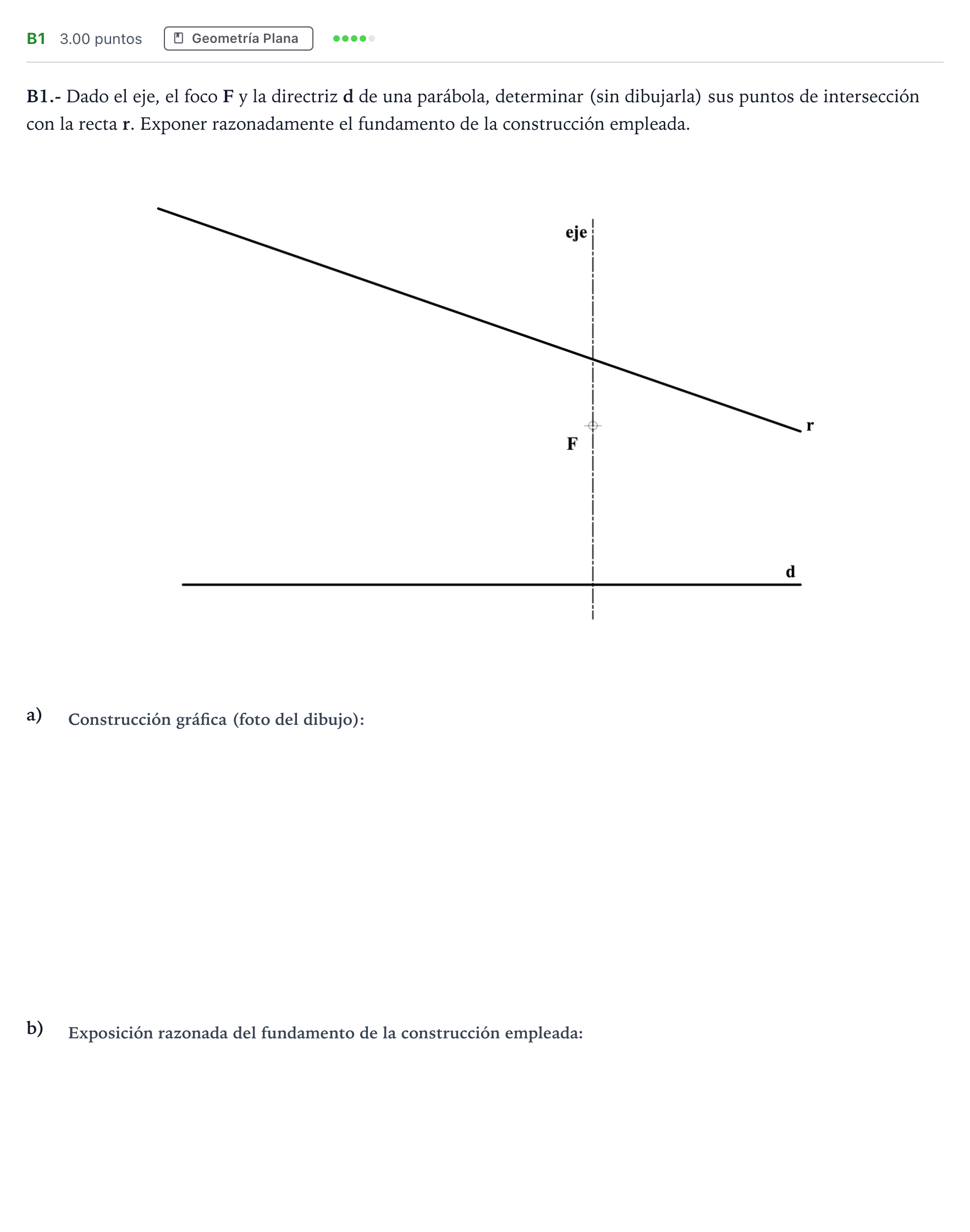 Enunciado: Ejercicio B1 · Dibujo técnico II PAU Madrid Modelo 2022
