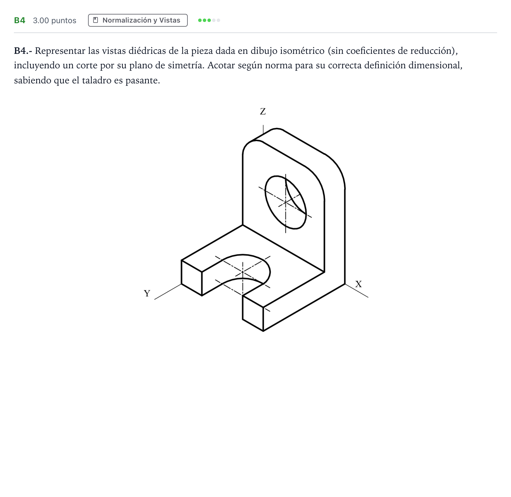 Enunciado: Ejercicio B4 · Dibujo técnico II PAU Madrid Ordinaria 2022