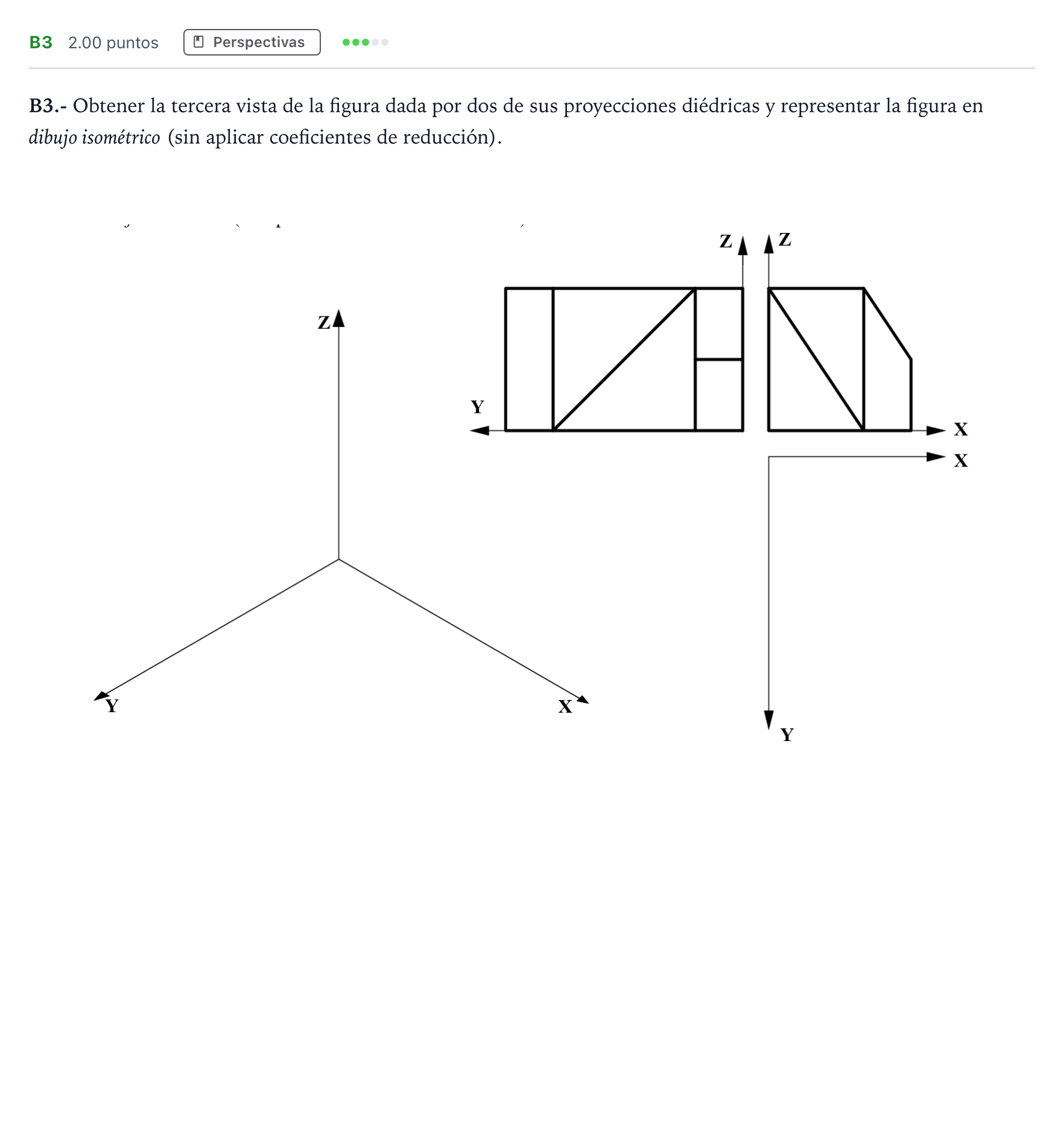 Enunciado: Ejercicio B3 · Dibujo técnico II PAU Madrid Ordinaria Coincidencias 2022