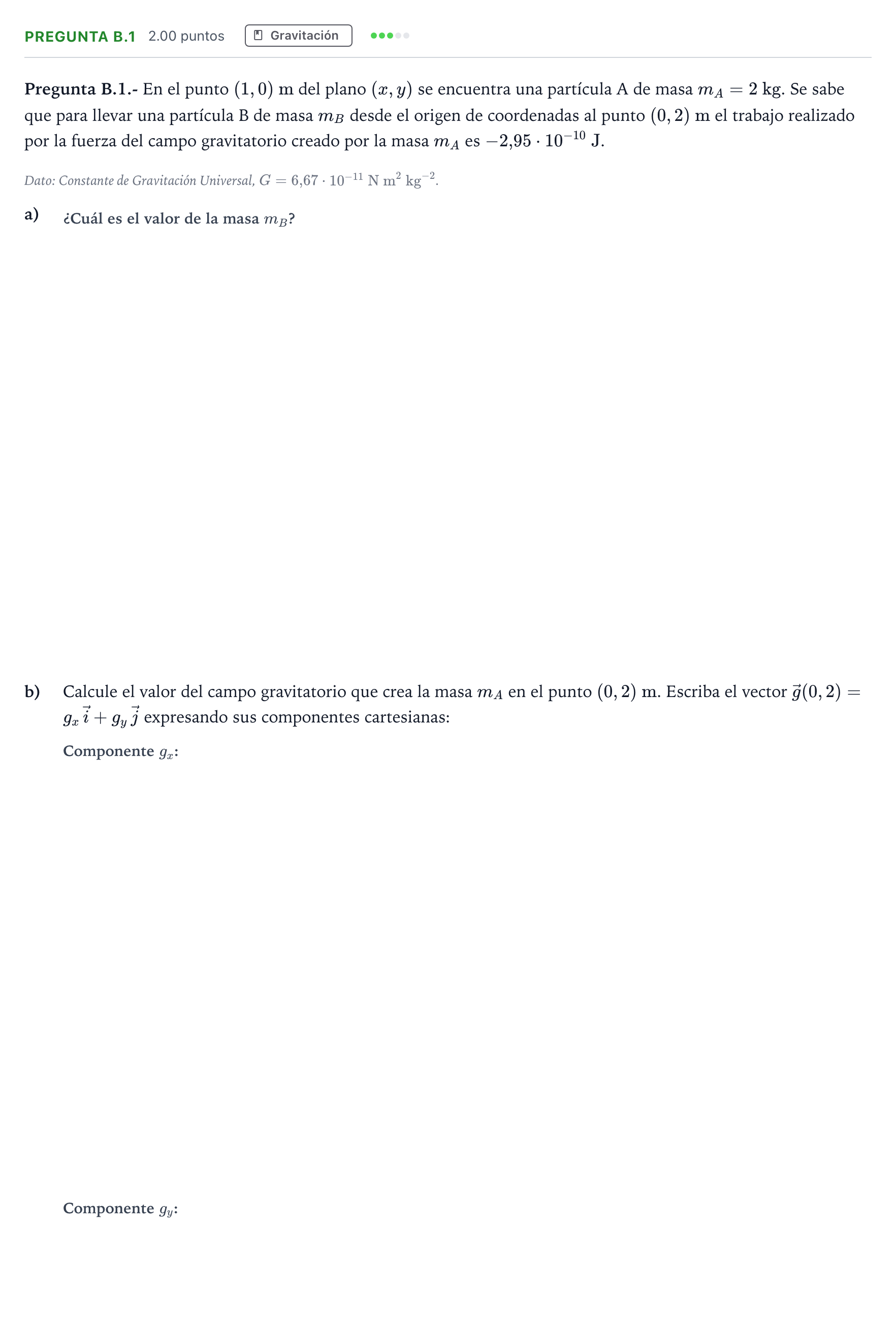 Enunciado: Pregunta B.1 · Física PAU Madrid Extraordinaria 2022
