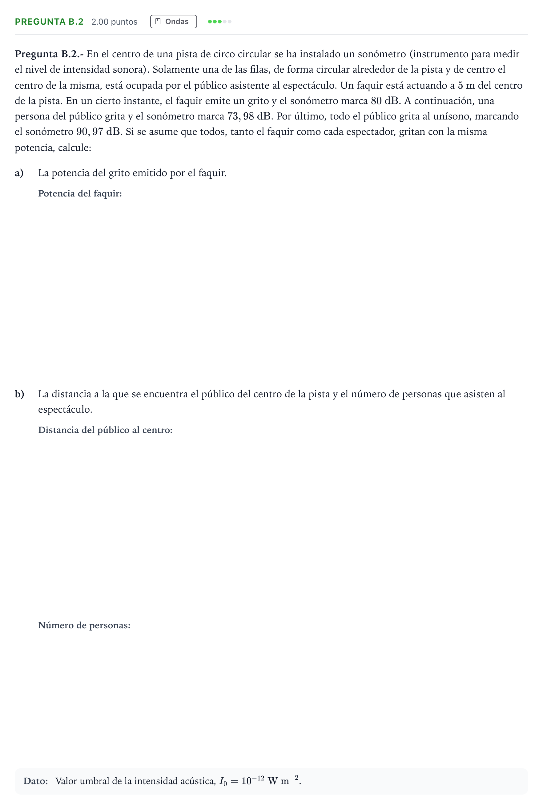 Enunciado: Pregunta B.2 · Física PAU Madrid Modelo 2022