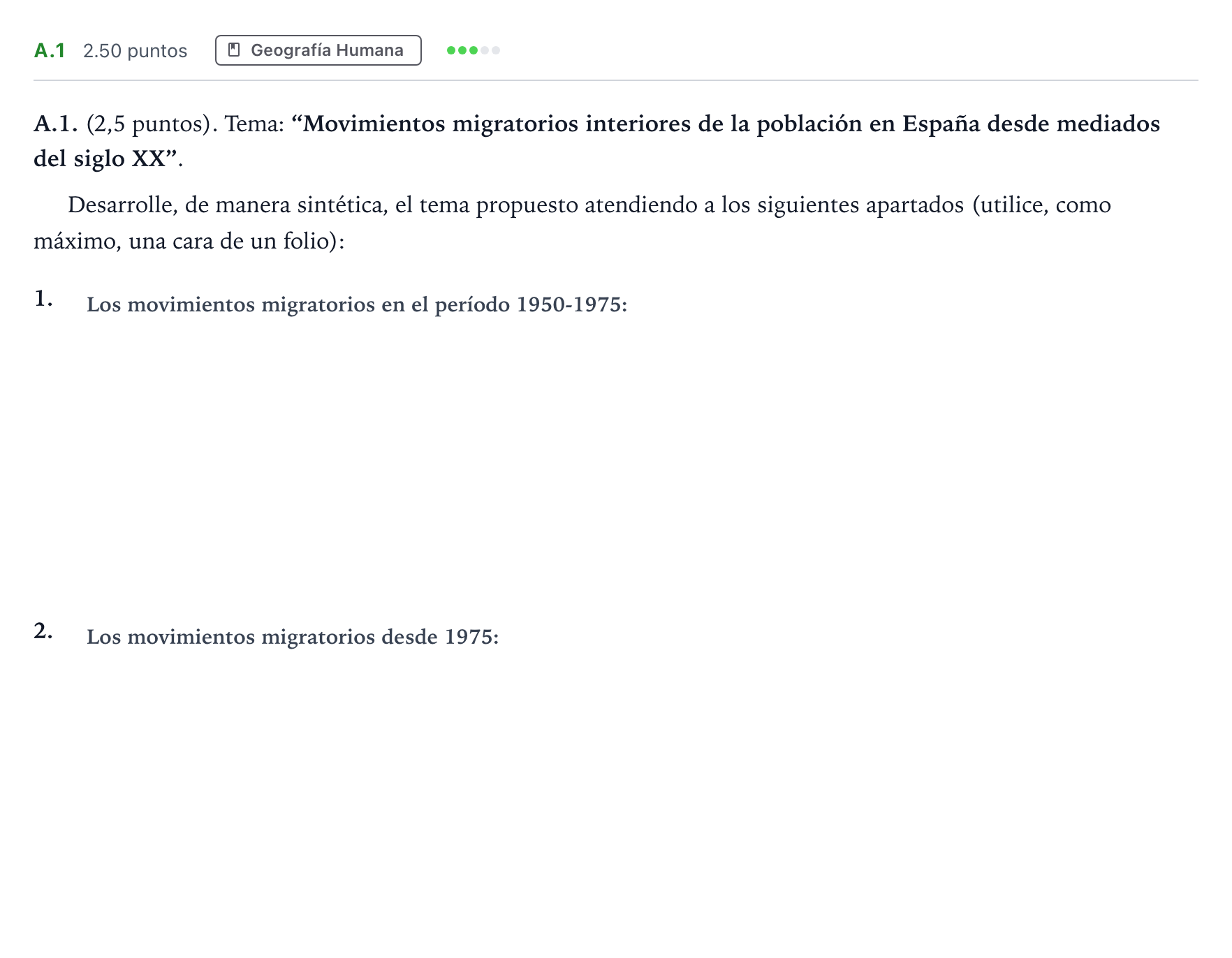 Enunciado: Ejercicio A.1 · Geografía PAU Madrid Extraordinaria 2022