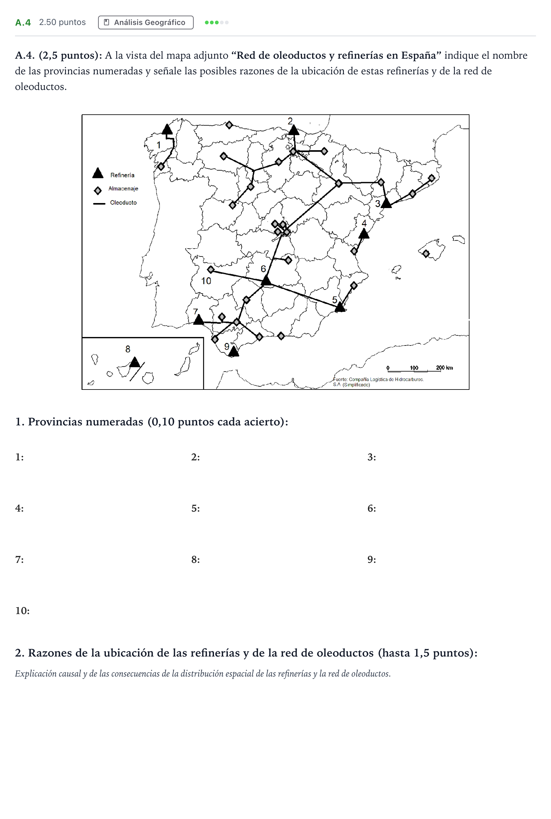Enunciado: Ejercicio A.4 · Geografía PAU Madrid Extraordinaria 2022