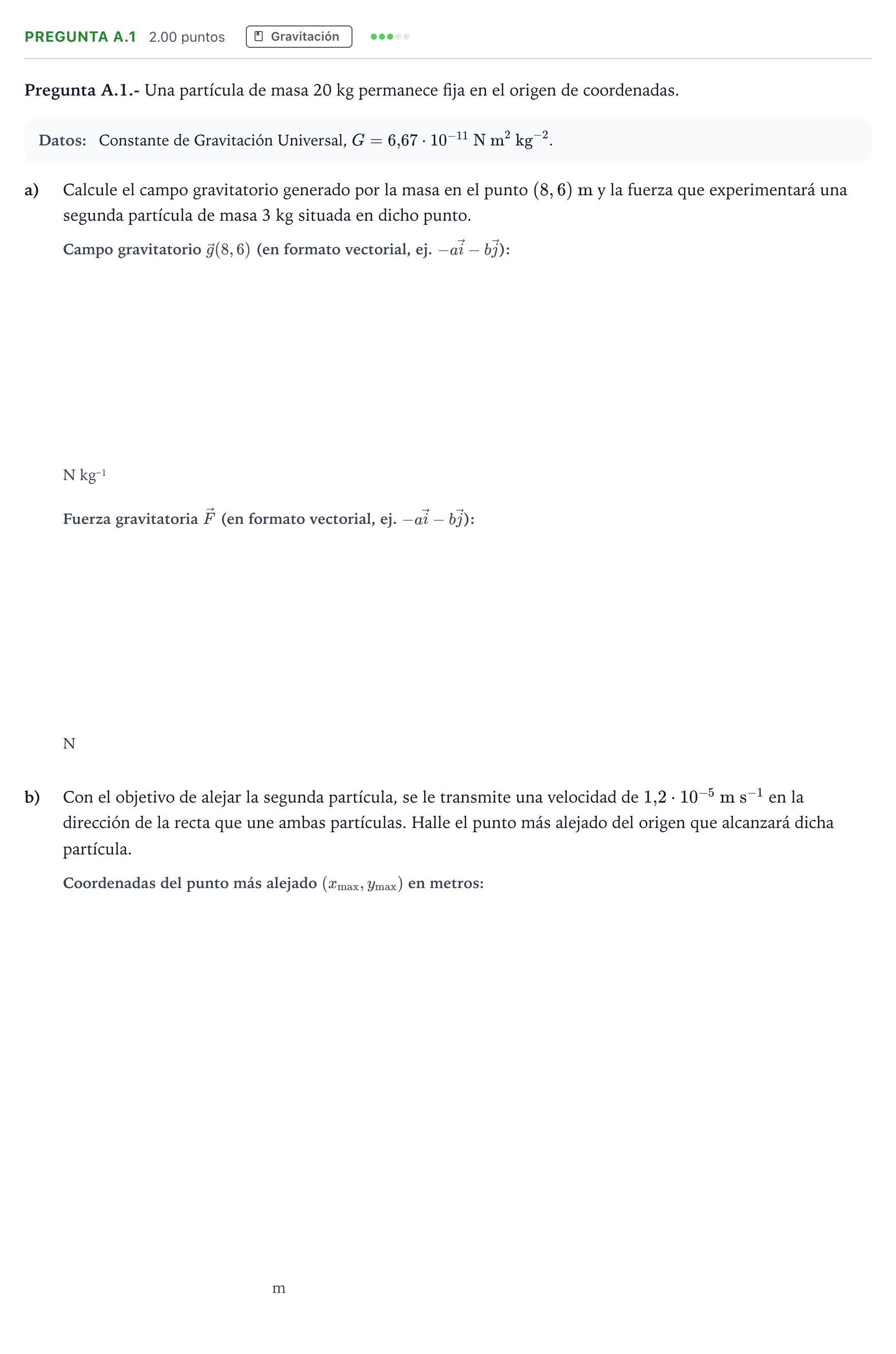 Enunciado: Pregunta A.1 · Física PAU Madrid Ordinaria 2022