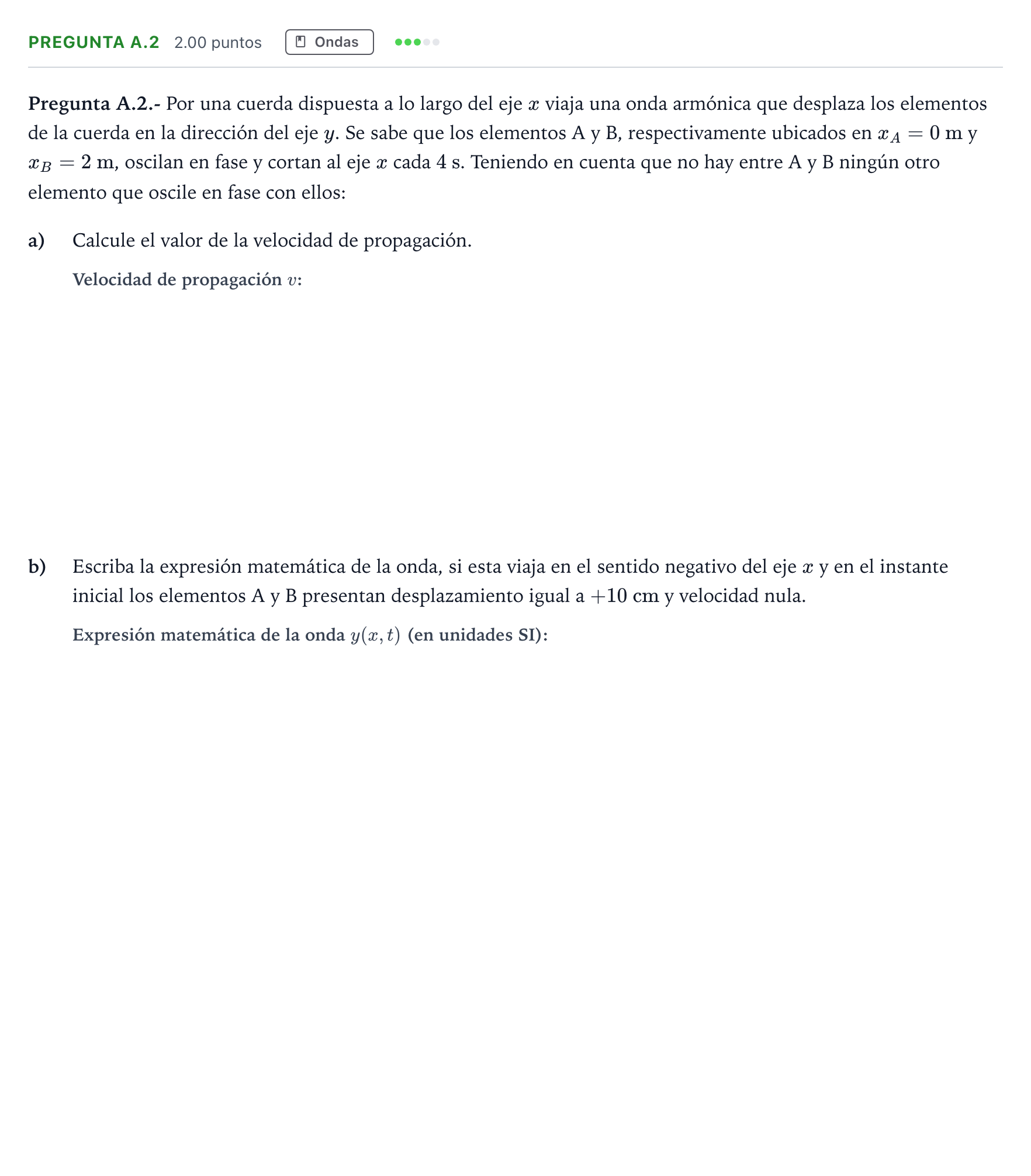 Enunciado: Pregunta A.2 · Física PAU Madrid Ordinaria 2022