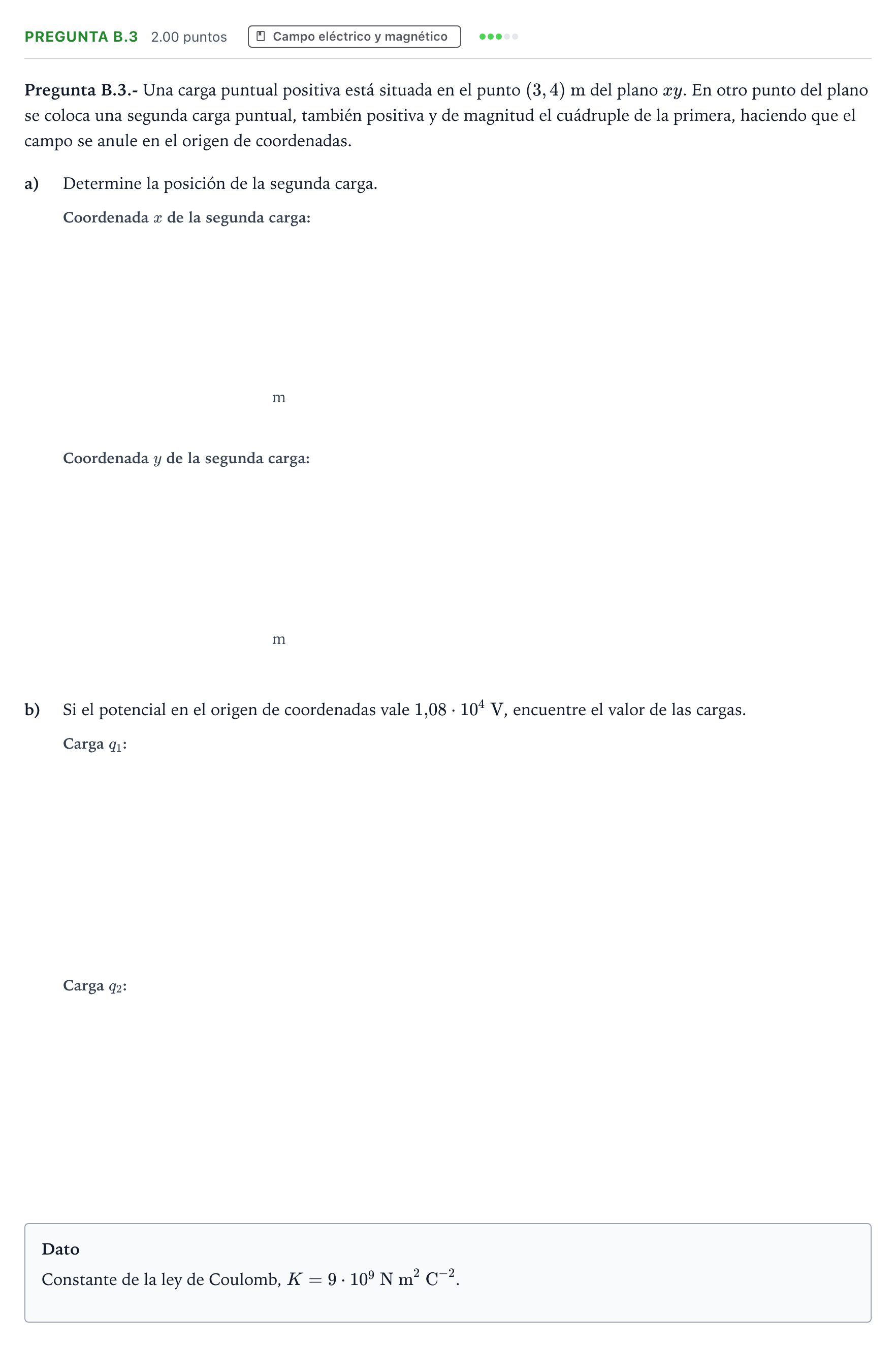 Enunciado: Pregunta B.3 · Física PAU Madrid Ordinaria 2022